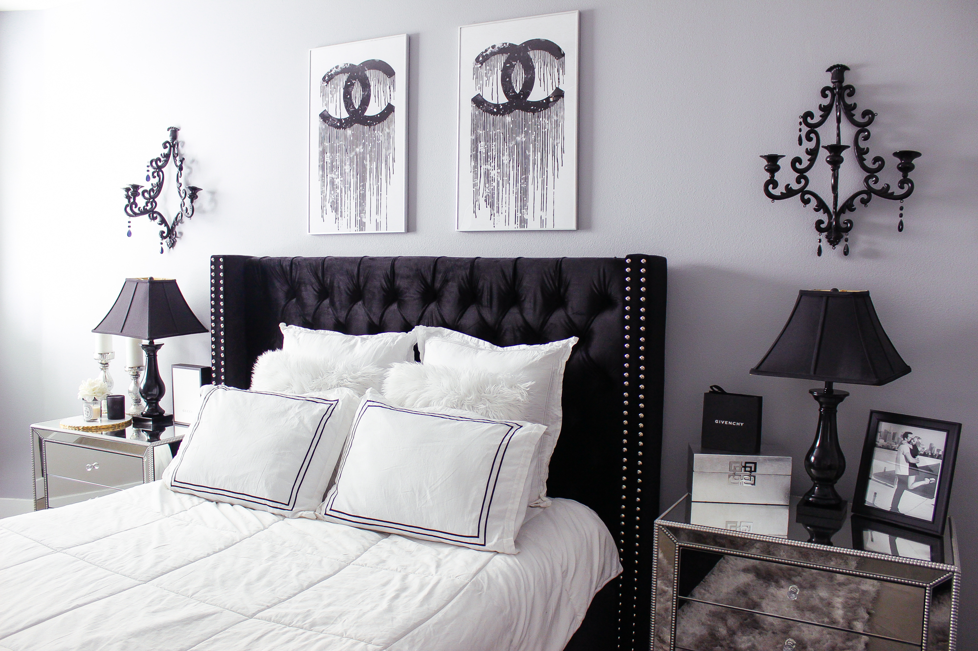 diy glam bedroom with furniture