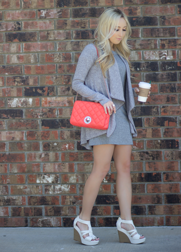 Coffee In Hand , Coral Kate Spade Bag | StyledByBlondie.com