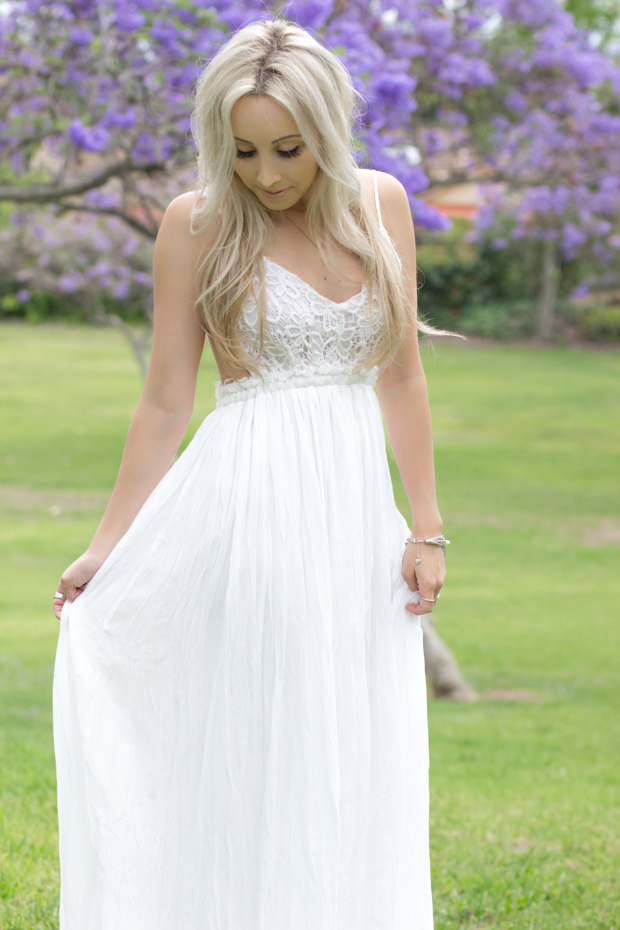 White Bohemian Maxi Dress | Styledbyblondie.com