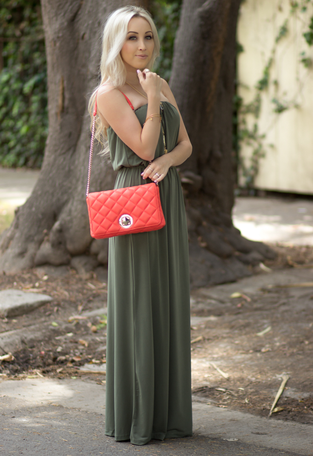 Green Strapless Maxi Dress || Styledbyblondie.com