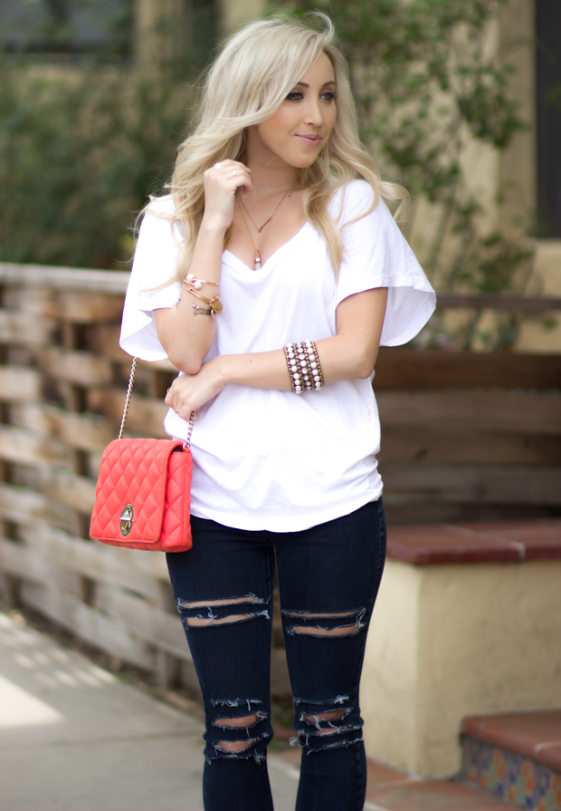 triplethread10-2Casual Outfit, Coral Kate Spade Bag || Styledbyblondie.com