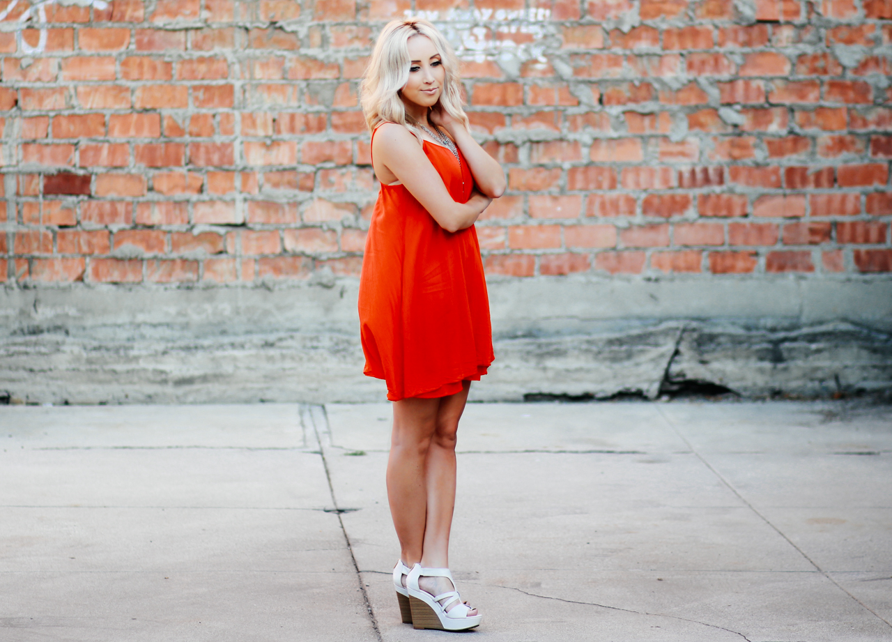 Blood Orange Armani Exchange Dress | StyledbyBlondie.com