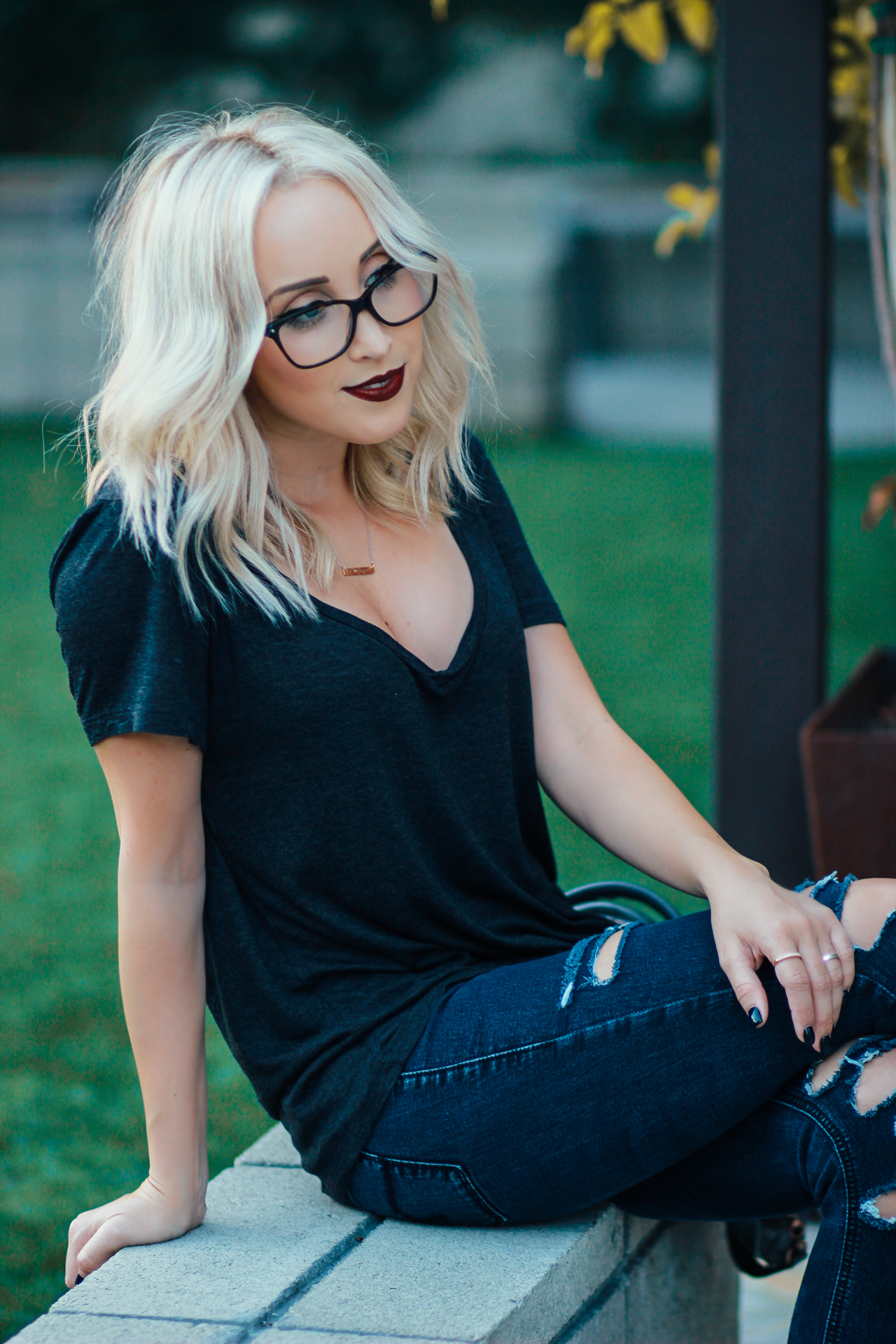 Ripped Jeans, Studded Flats, Oversized Tee | StyledByBlondie.com