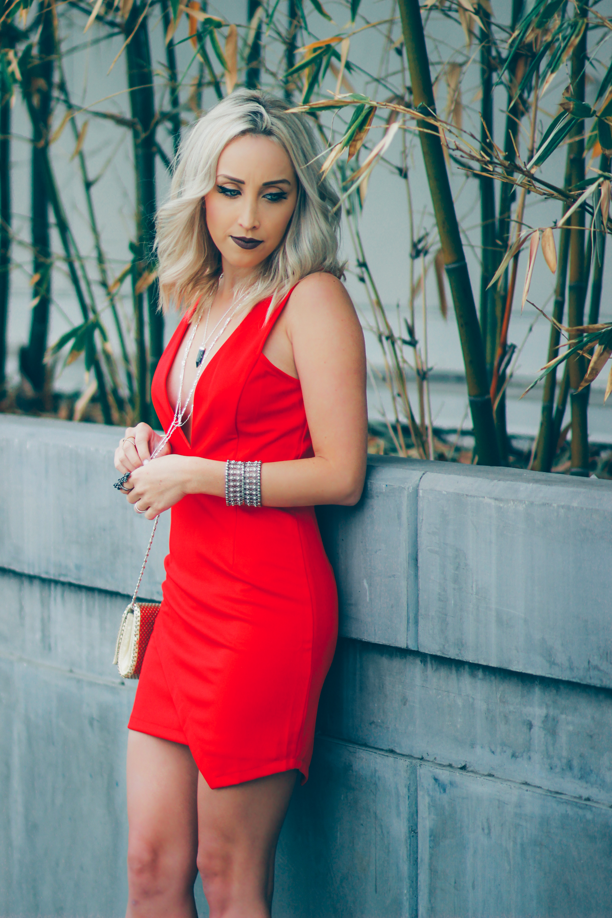 Low-Cut Red Dress | StyledByBlondie.com