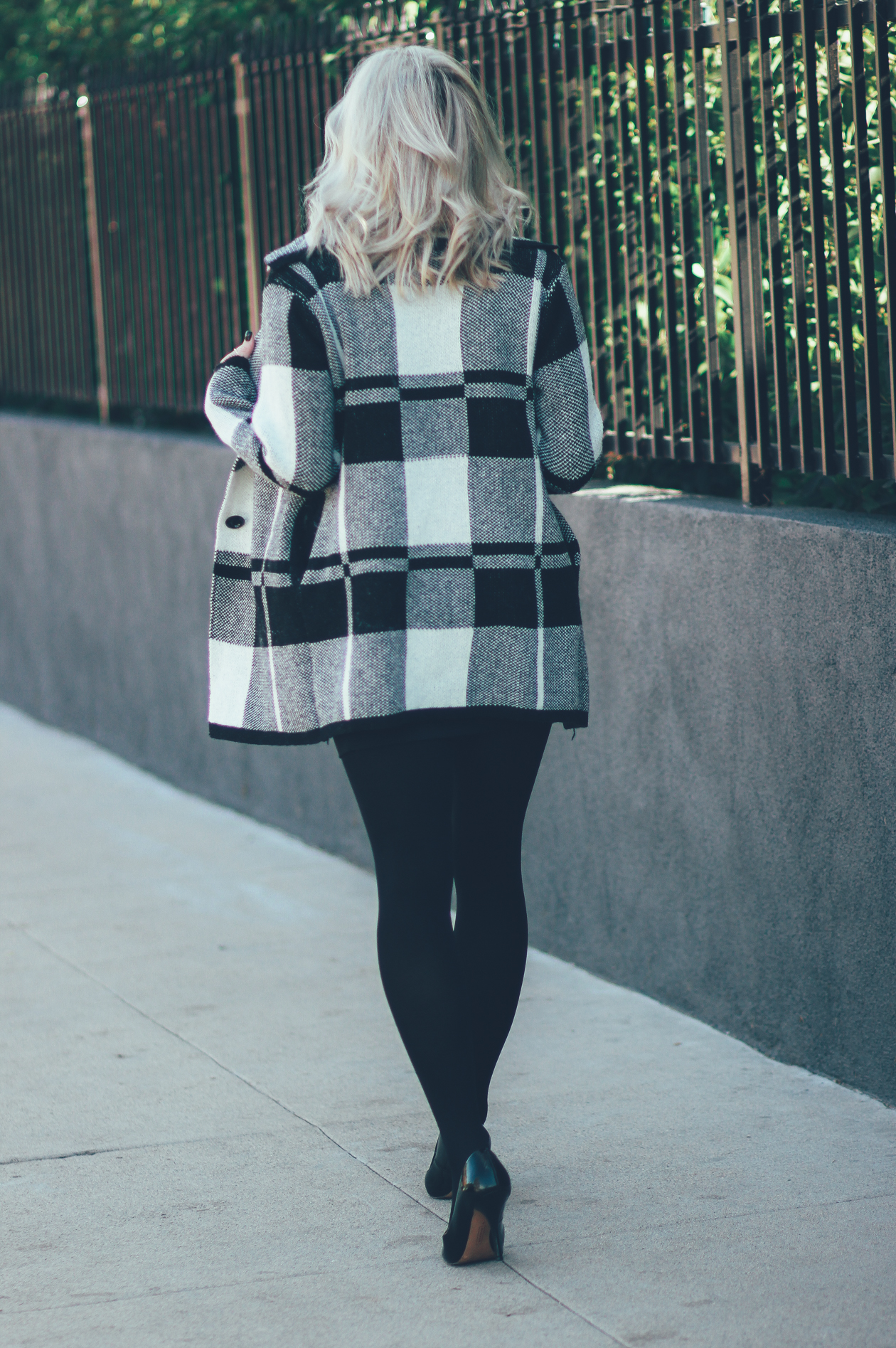 Black & White Tartan Coat | StyledByBlondie.com