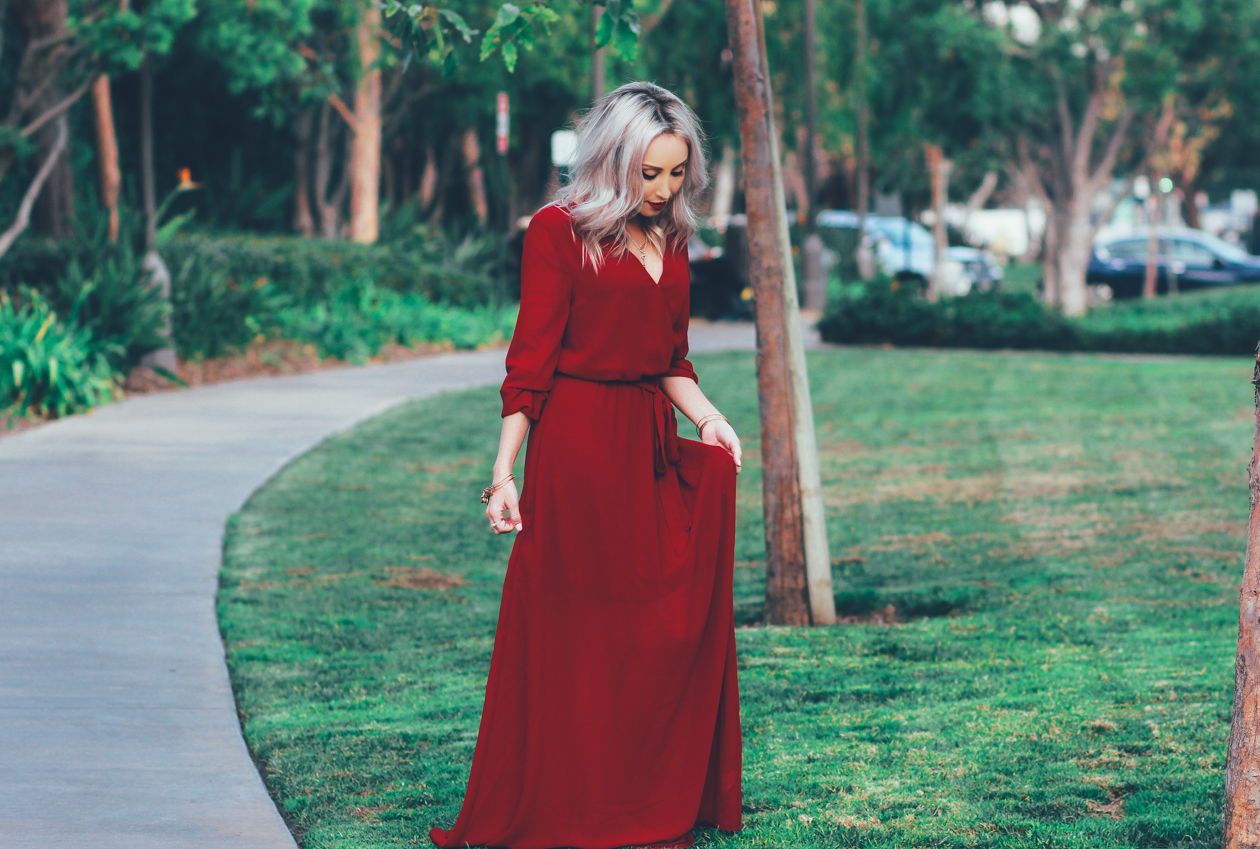Valentine's Day Inspired Red Chiffon Dress | BlondieInTheCity.com
