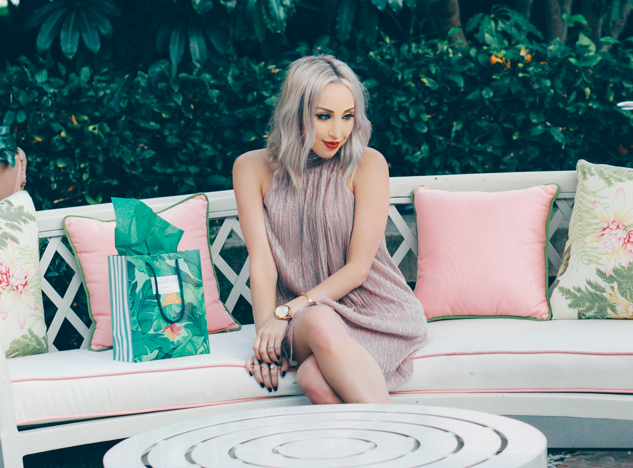 Pink Pleated Dress by @maggylondon | The Beverly Hills Hotel | BlondieintheCity.com