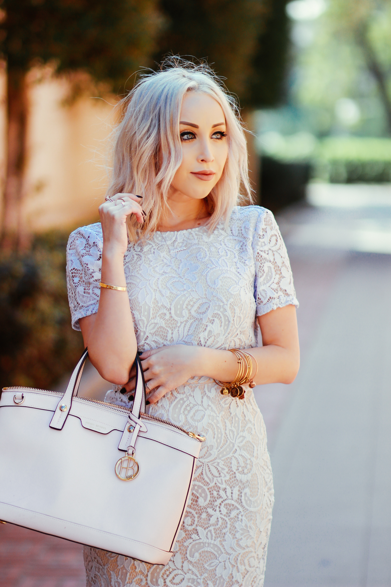 Pastel Blue Lace Dress | Pink Louboutin Heels | Pink @henribendel Bag | BlondieintheCity.com