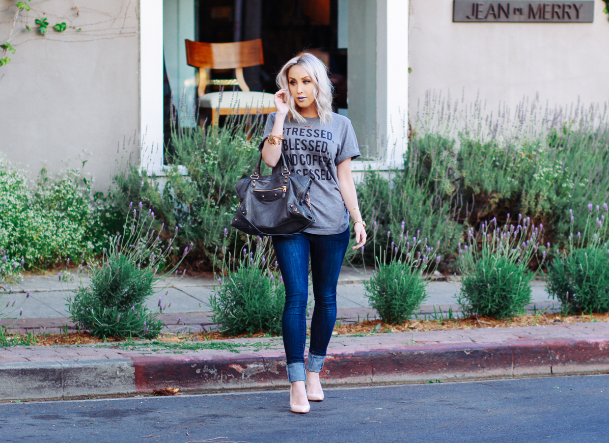 Blondie in the City | Stressed, Blessed, & Coffee Obsessed Shirt