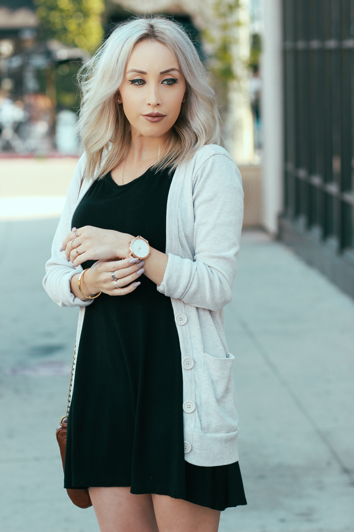 Blondie in the City | Little Black Dress and a Light Sweater | Watch: @the_fifth 