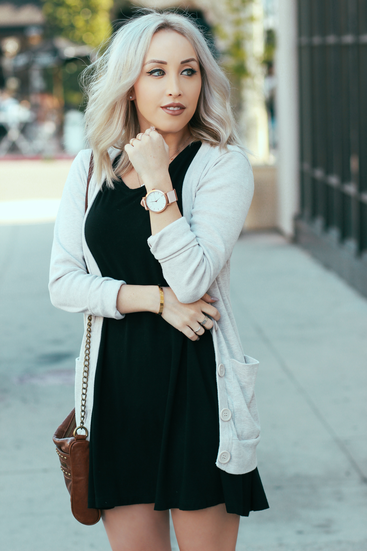 Blondie in the City | Little Black Dress and a Light Sweater | Watch: @the_fifth 