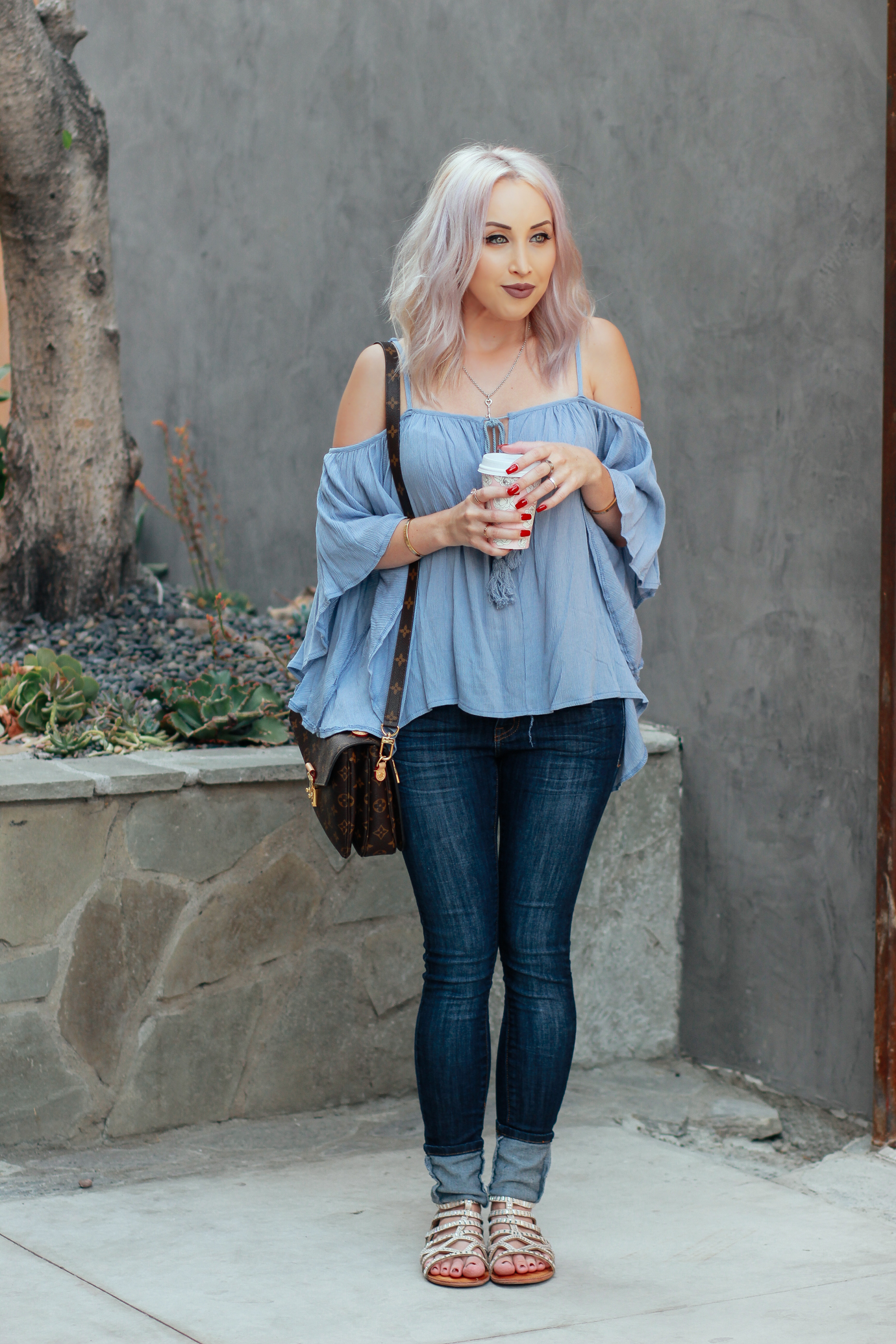 Blondie in the City | Light Blue Tassel Top @windsorstore | Casual Street Style | Alfred Tea Room in West Hollywood | Lip Color: Trap by @ColourPopCo