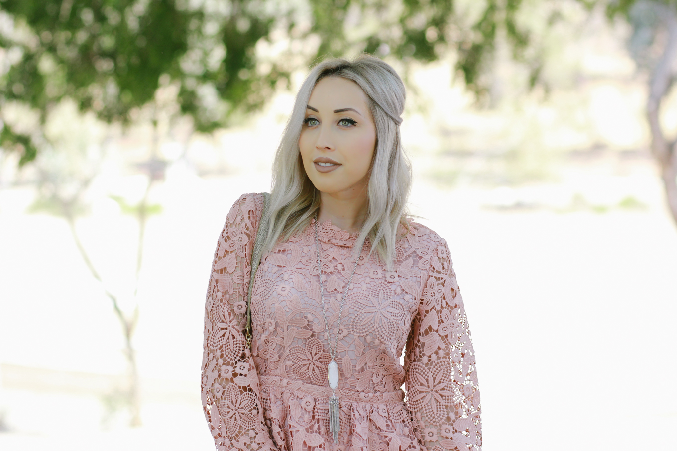 Blondie in the City | Pink Lace Dress | Elegant Dress