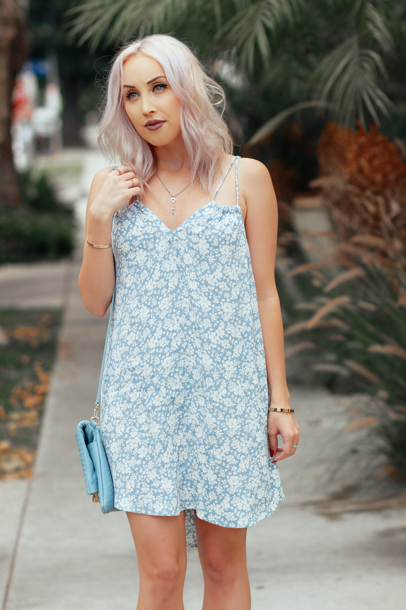 Blondie in the City | The Perfect Summer Dress | Blue and White Flowy Summer Dress