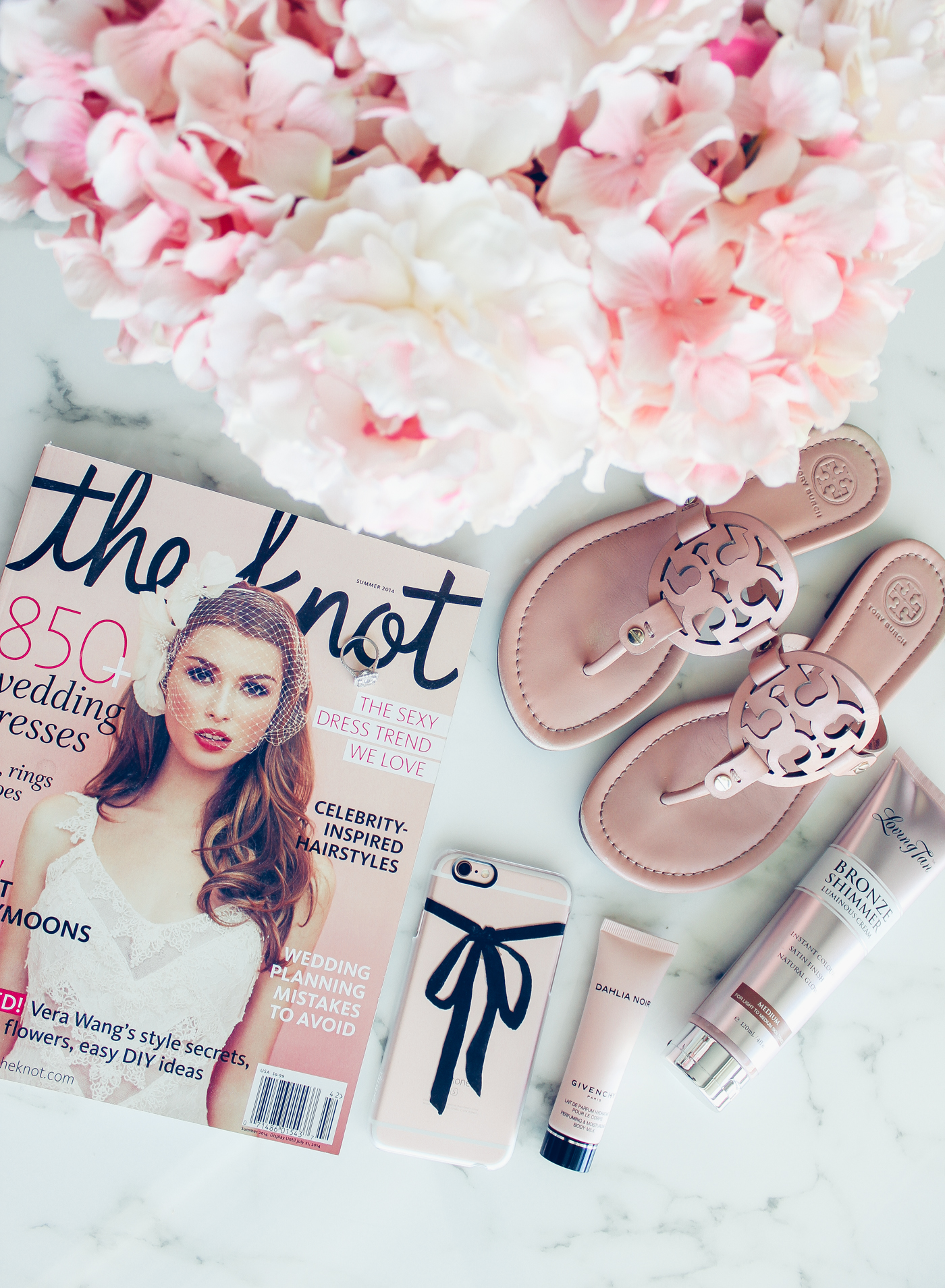 Blondie in the City |"All Things Pink" | Pink Tory Burch Sandals | The Knot Magazine @theknot | Girly Black Bow iPhone Case @casetify | Radiant Engagement Ring @happyjewelers