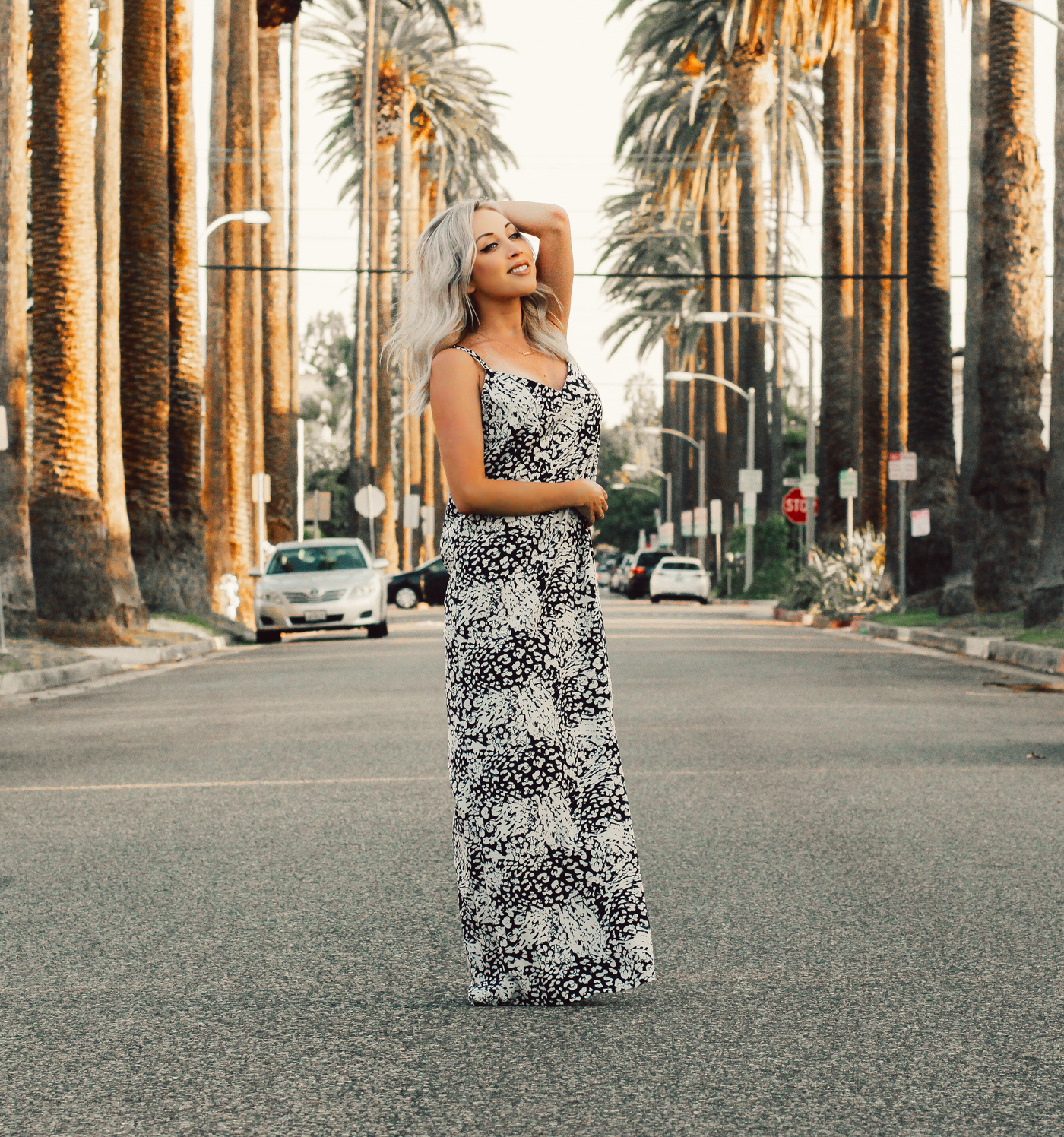 Blondie in the City | Palm Trees in Beverly Hills, Palm Trees, LA Palm Trees, Street of Palm Trees | Long printed maxi