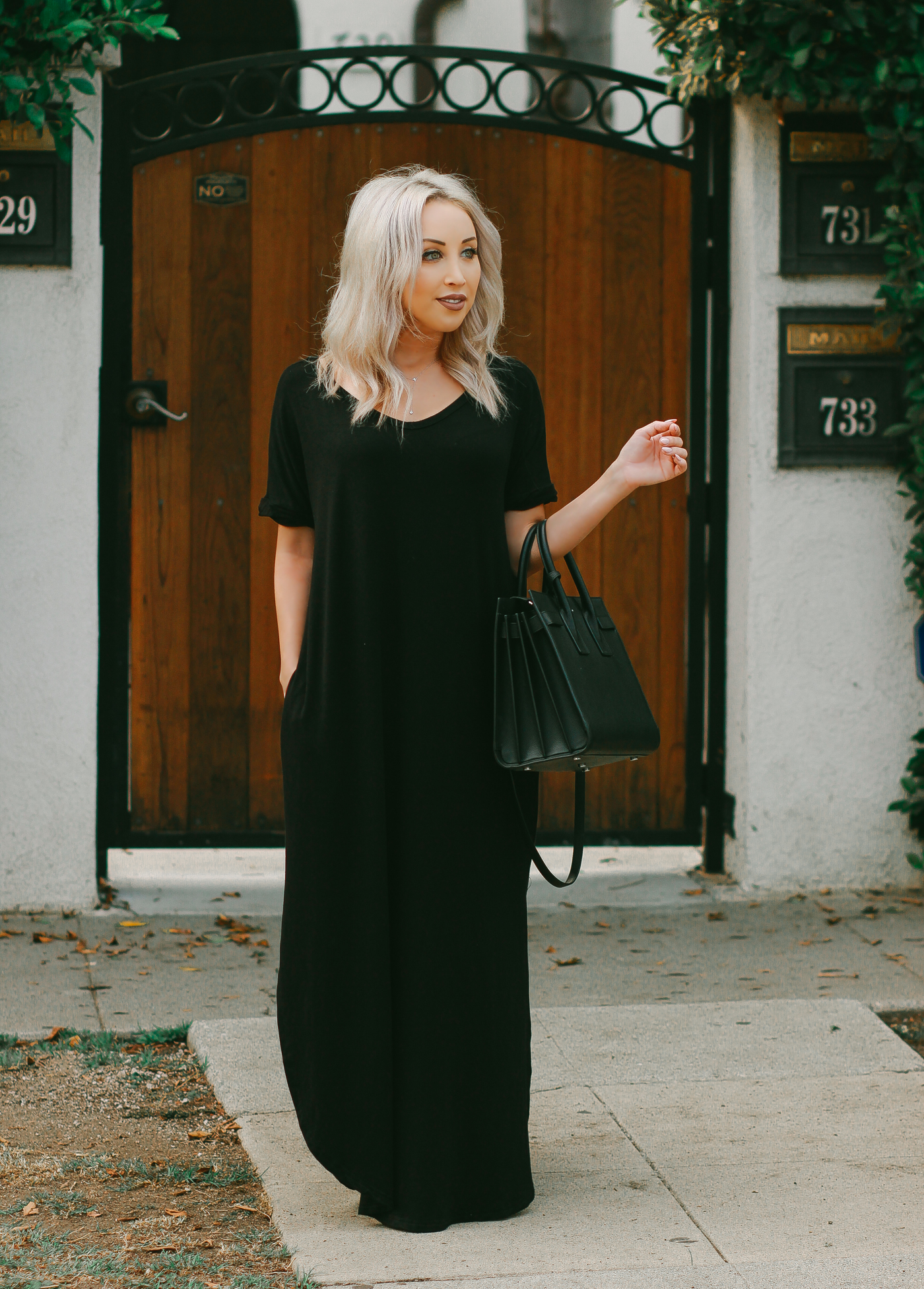 Blondie in the City | Black Maxi Dress w/ Pockets