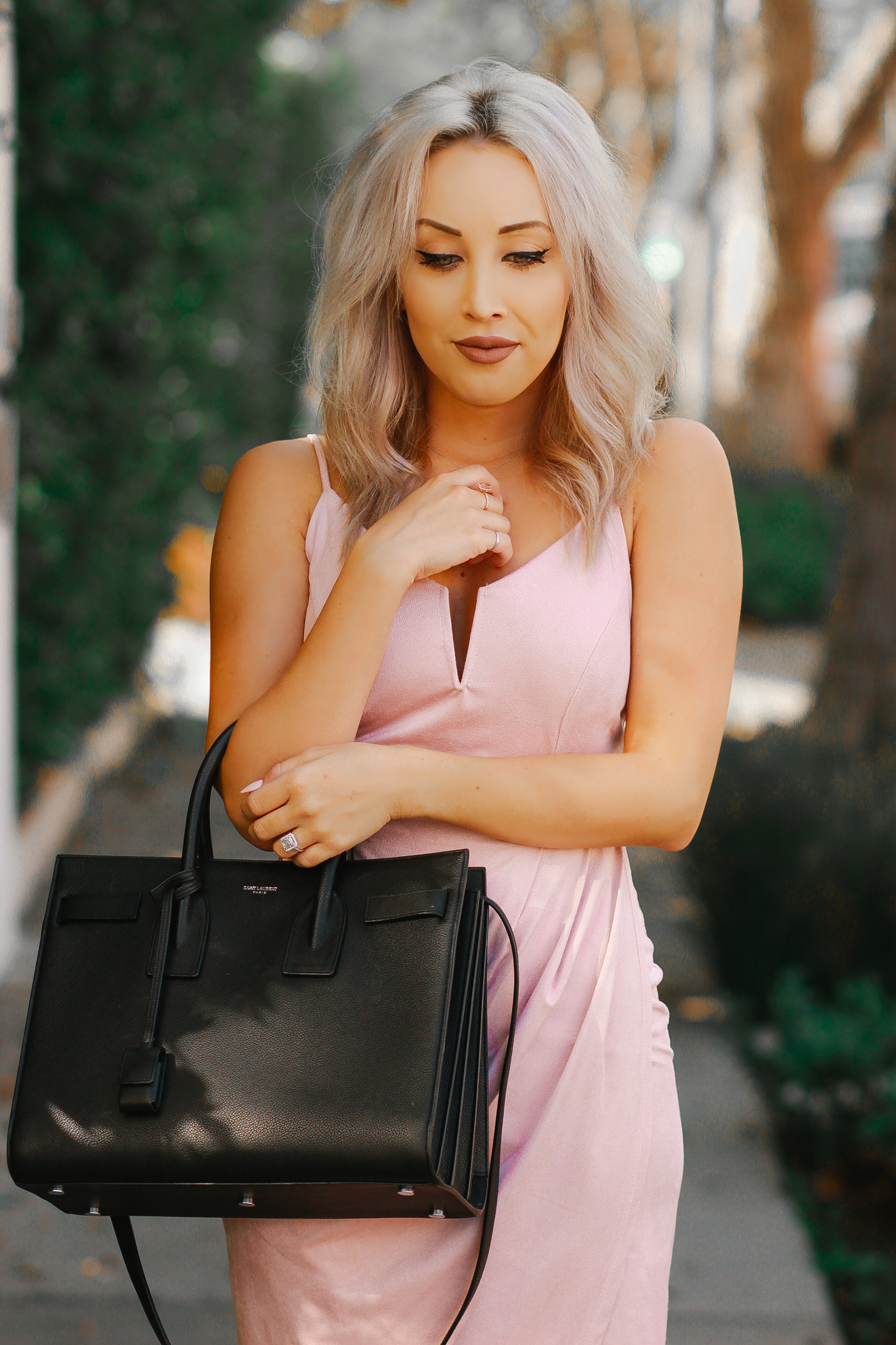 Blondie in the City | Pink Suede Dress
