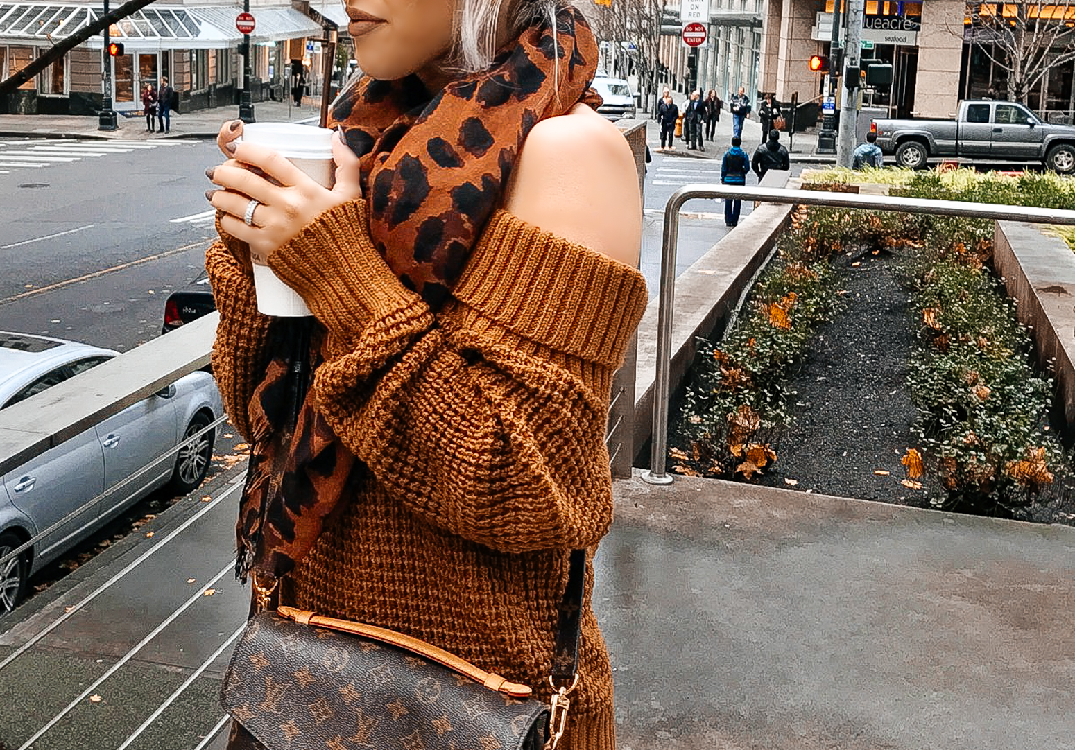 Blondie in the City | Nordstrom Off The Shoulder Sweater | Louis Vuitton Pochette Metis Bag