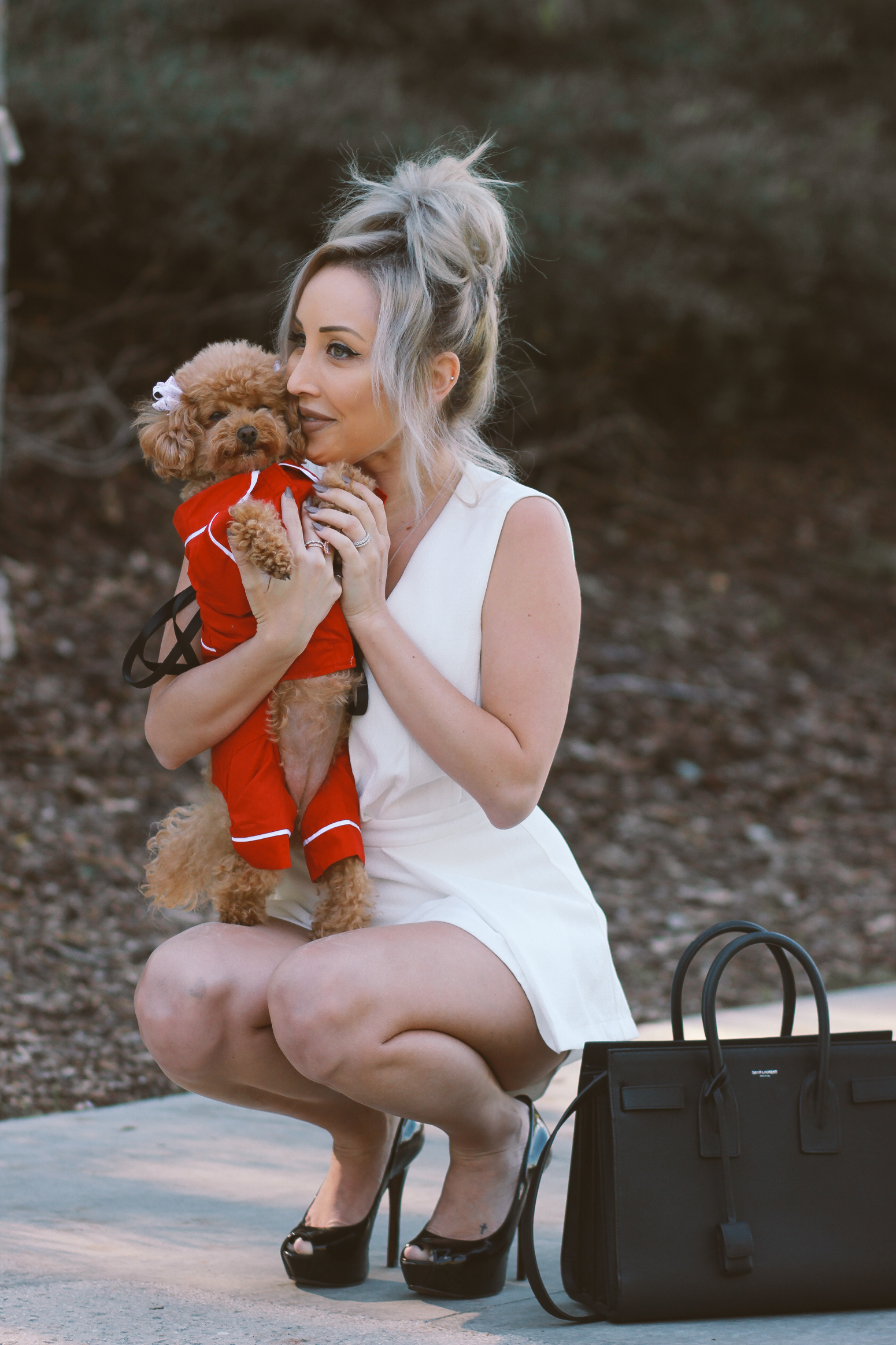 Blondie in the City | White Bride To Be Romper | Puppy Pajamas