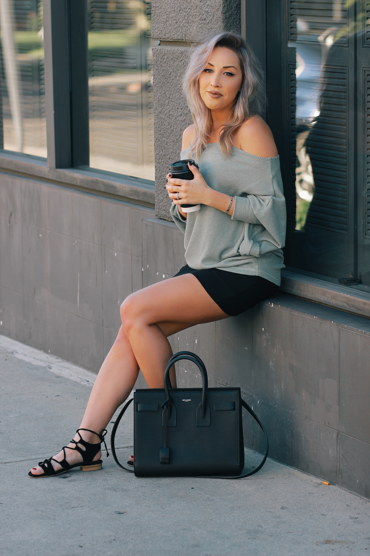 Blondie in the City | Off The Shoulder Top | YSL Bag