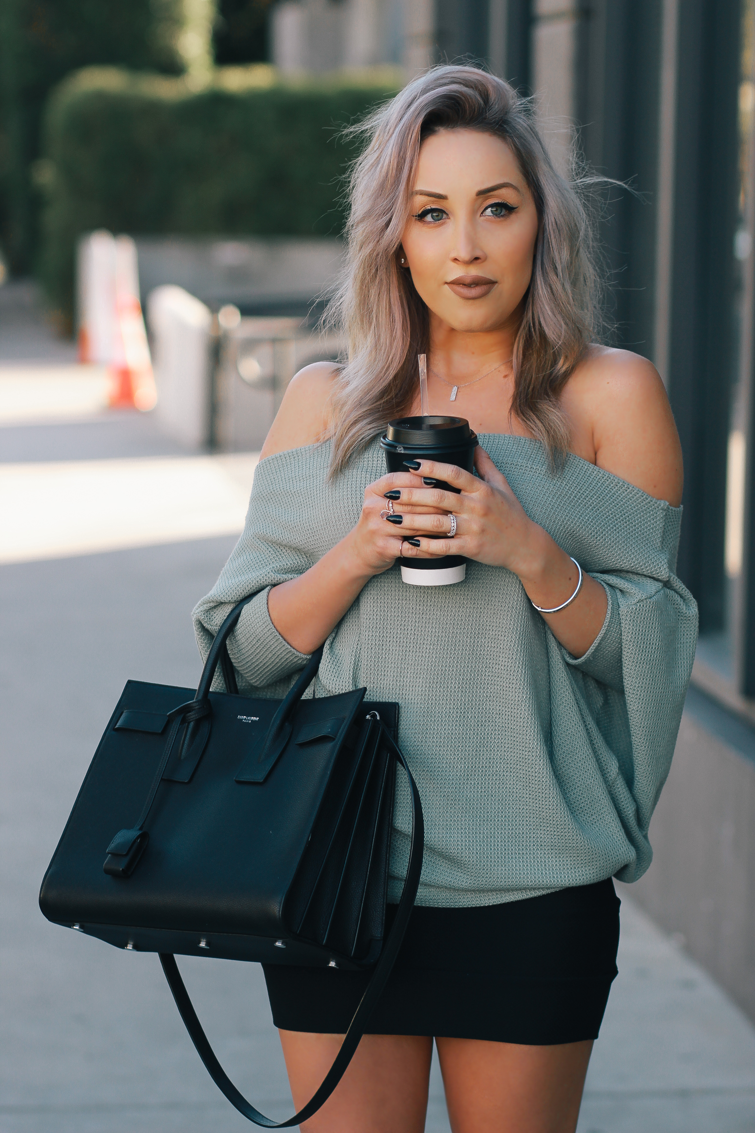 Blondie in the City | Off The Shoulder Top | YSL Bag