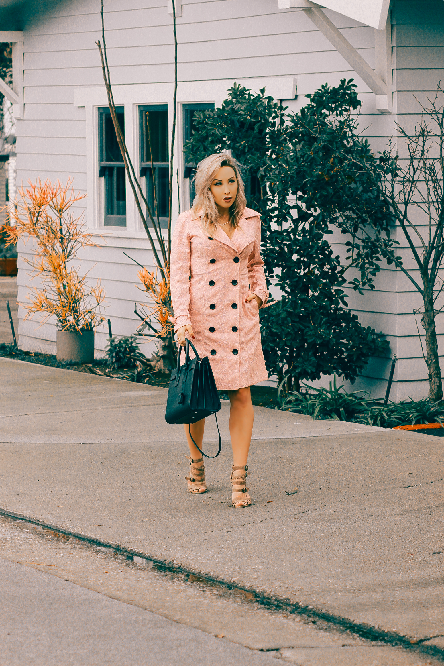 Blondie in the City | Pink Trench Coat | YSL Bag | Saint Laurent Sac De Jour Bag