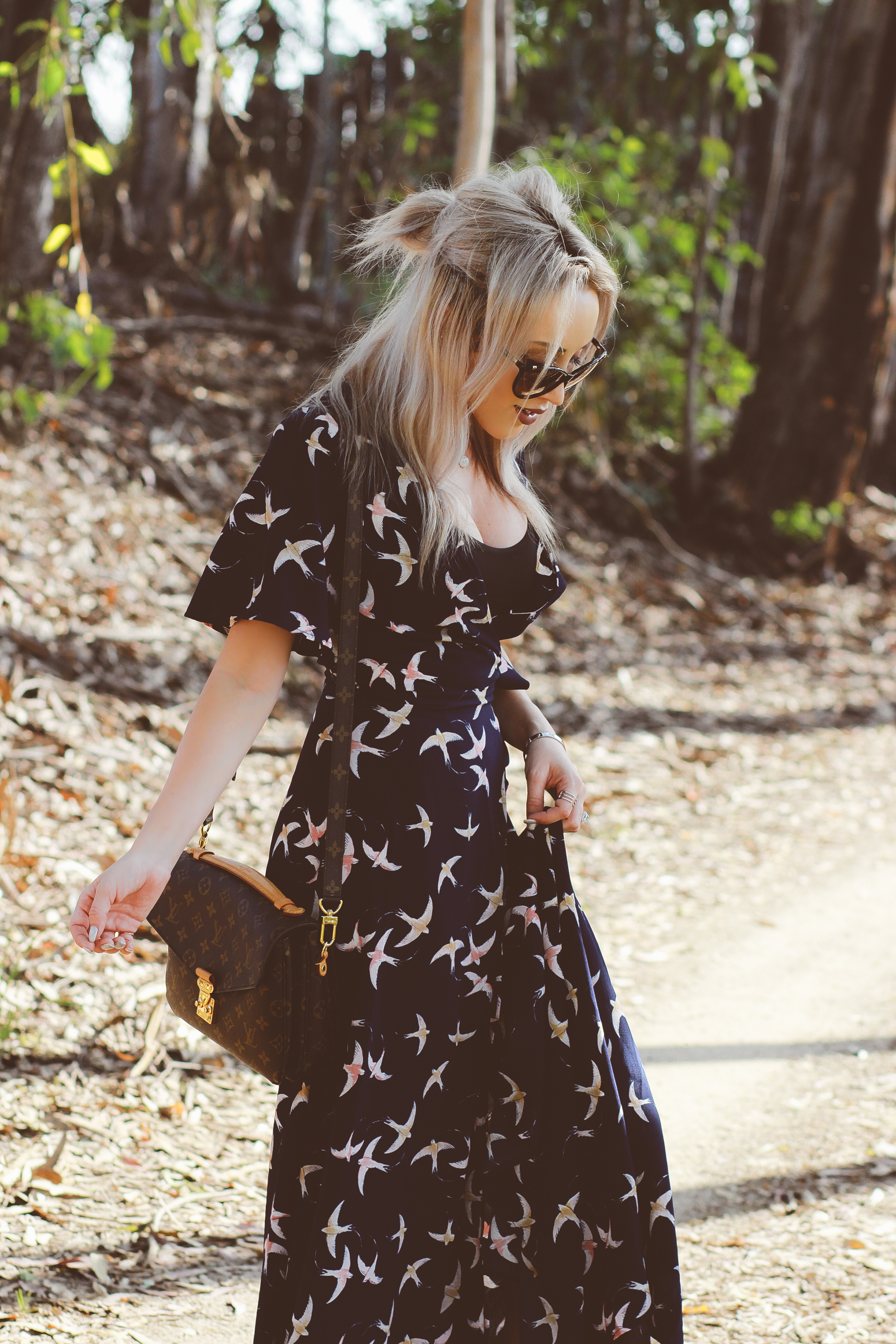 Blondie in the City | Bohemian Style Maxi Dress | louis Vuitton Pochette Metis