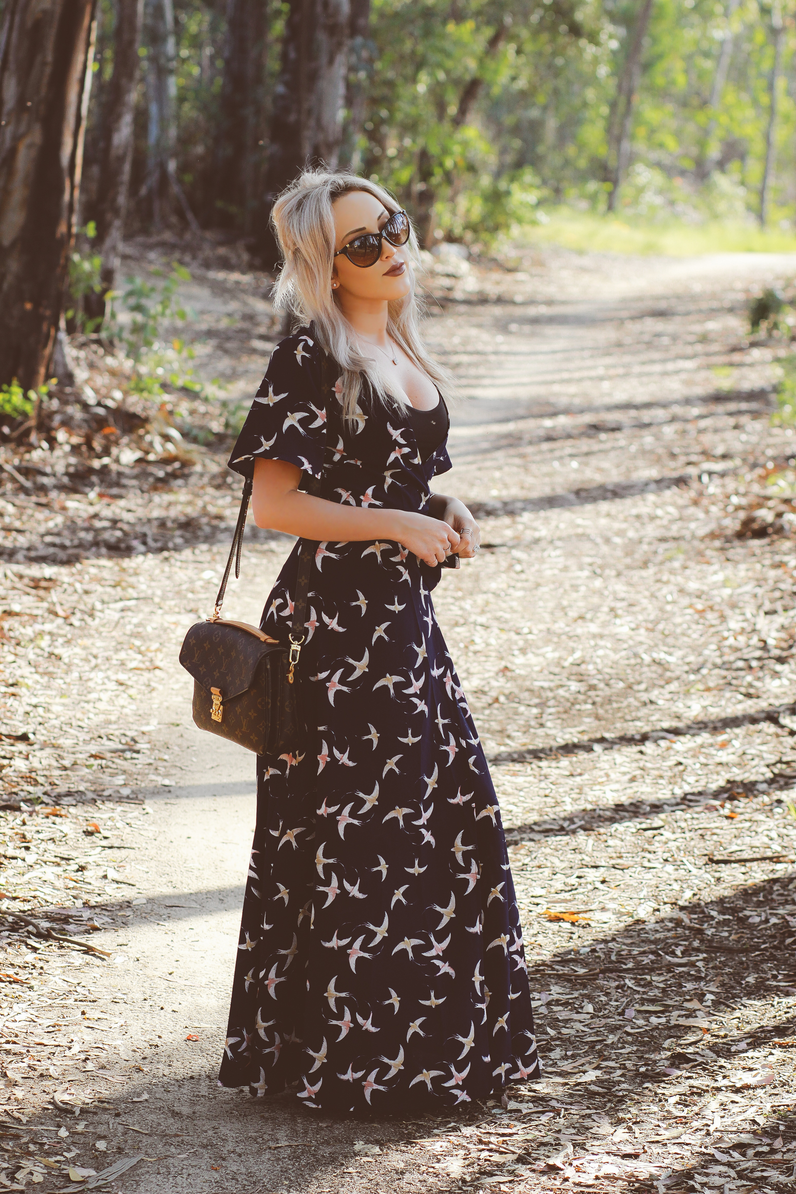 Blondie in the City | Bohemian Style Maxi Dress | louis Vuitton Pochette Metis