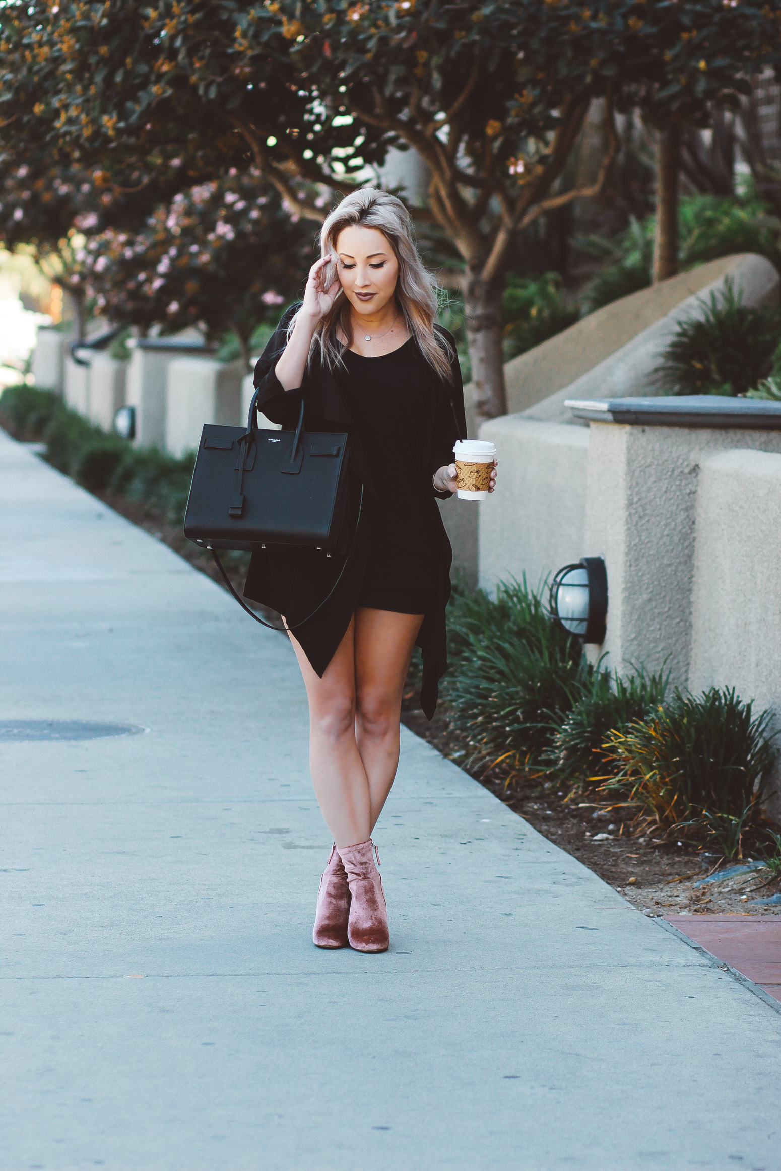 Blondie in the City | Pink Velvet Steve Madden Boots | YSL Bag