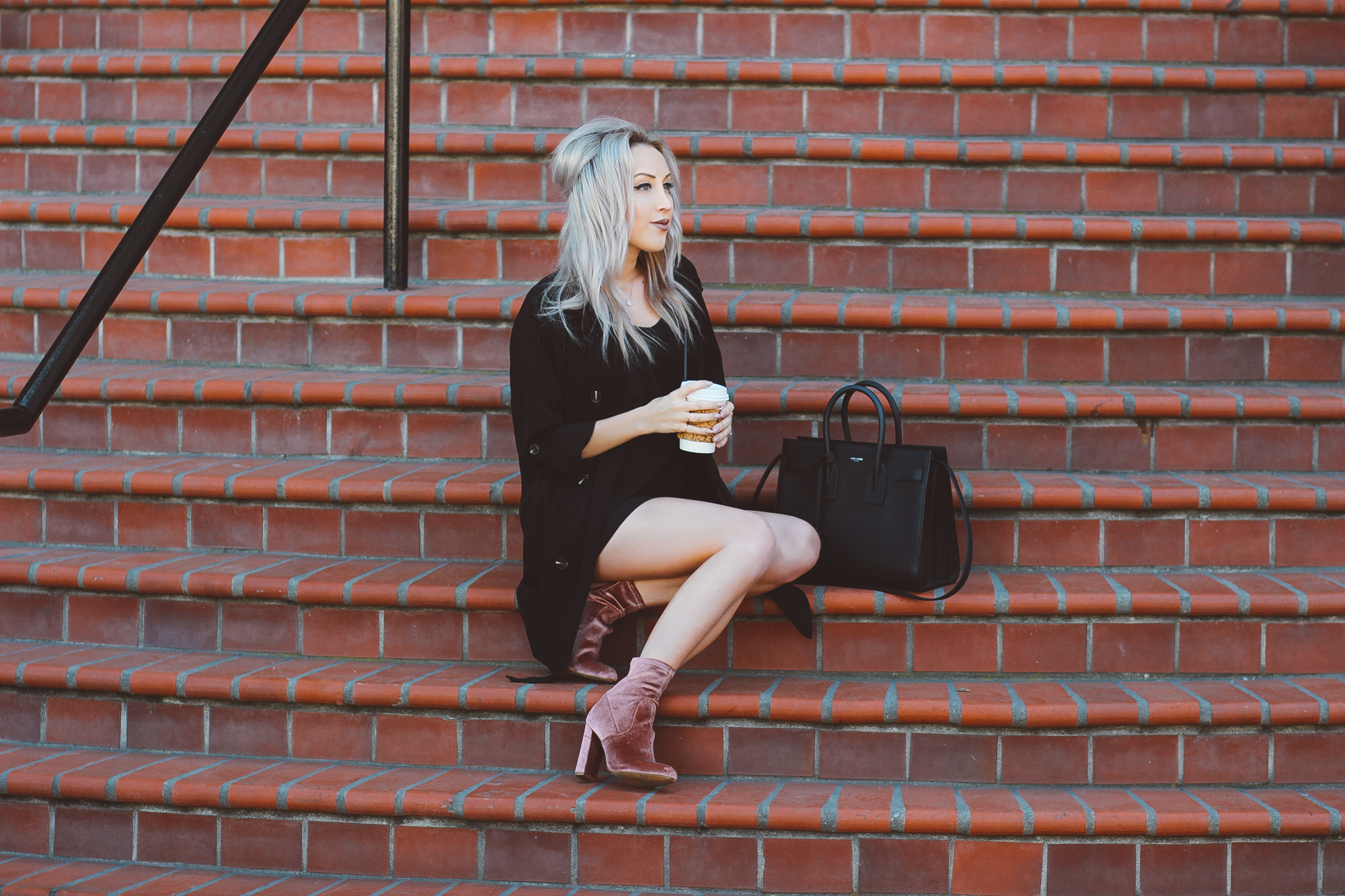 Blondie in the City | Pink Velvet Steve Madden Boots | YSL Bag