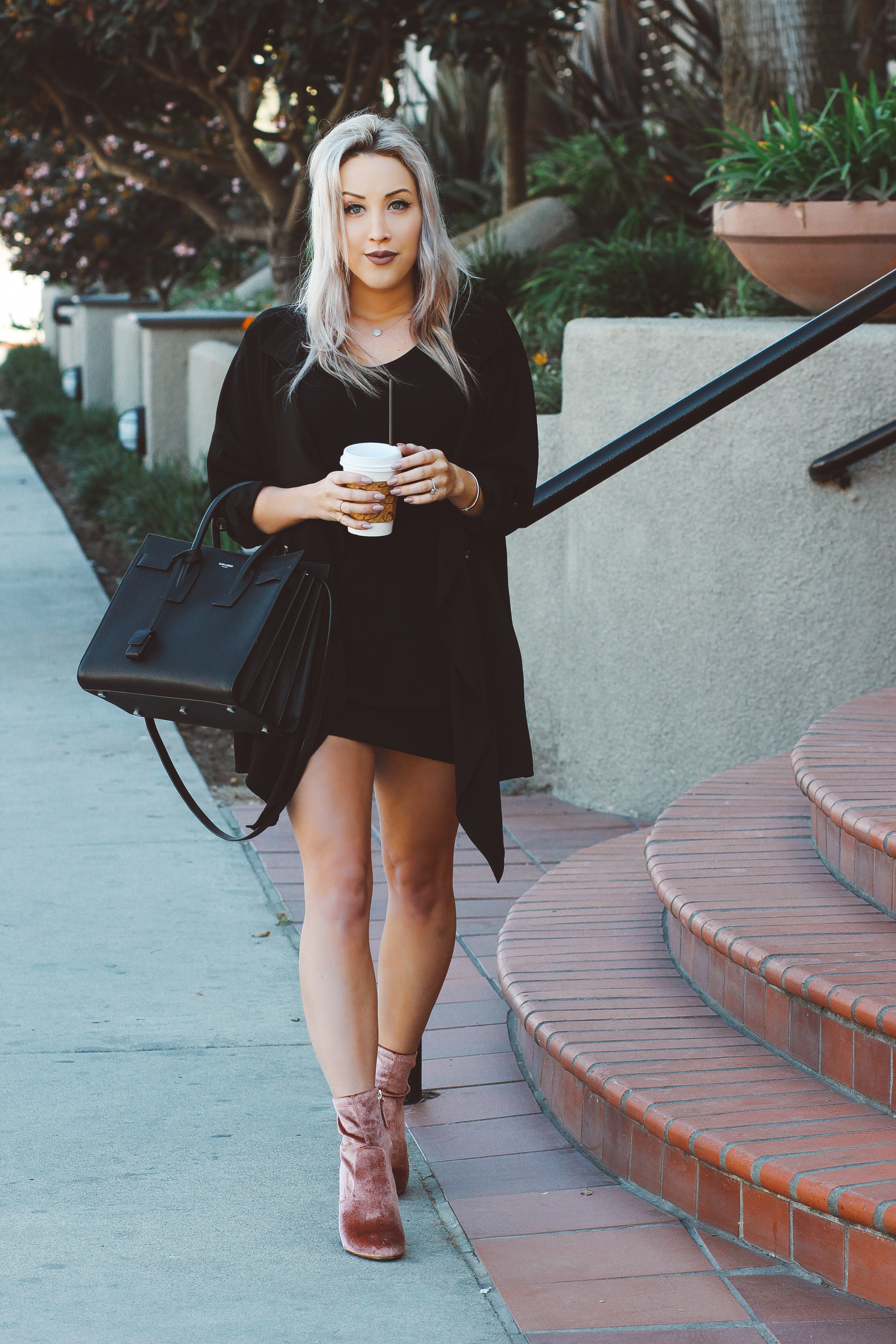 Blondie in the City | Pink Velvet Steve Madden Boots | YSL Bag