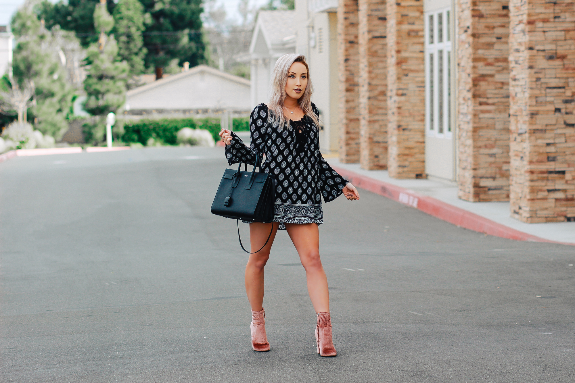 Blondie in the City | The Boots That Just Go With Everything | Pink Velvet Steve Madden Boots