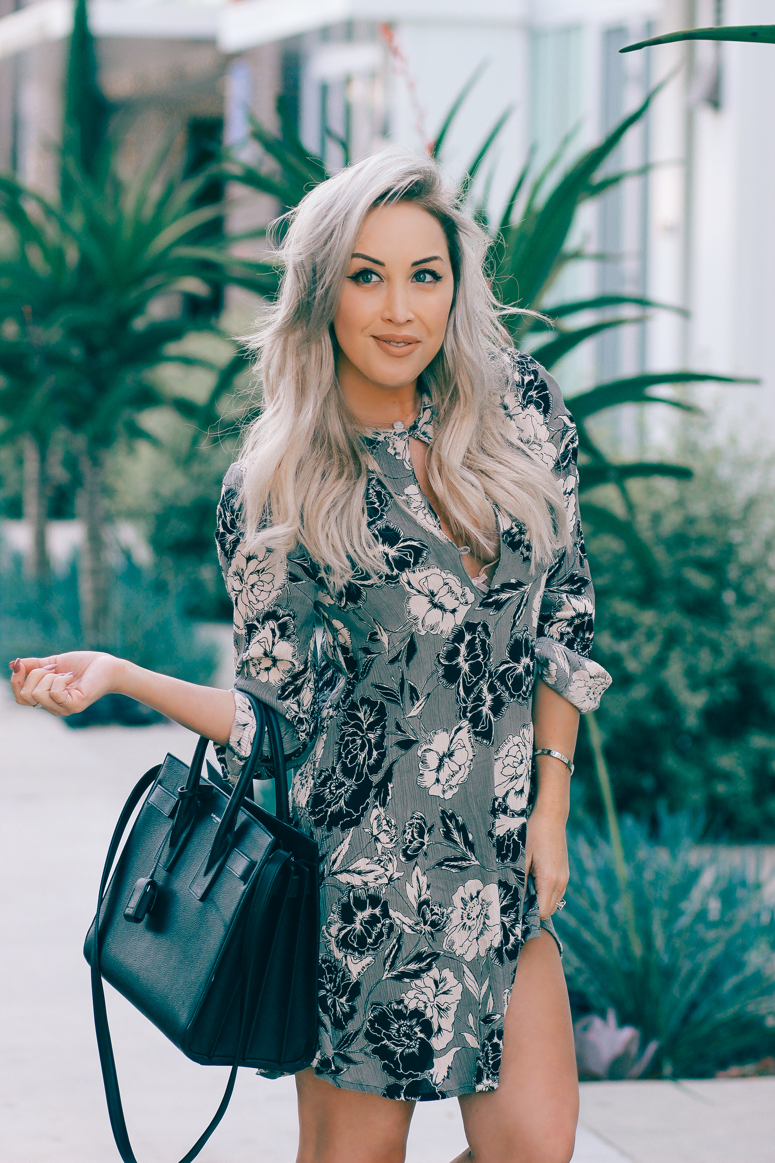 Blondie in the City | Vintage Rose Dress @shopather | YSL Bag