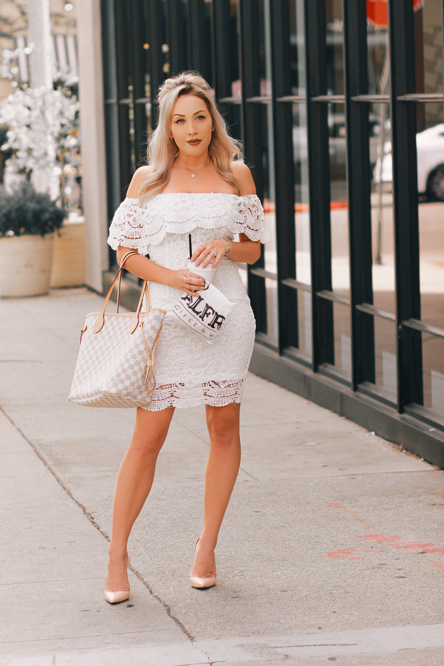 Blondie in the City | White Lace & Louis Vuitton