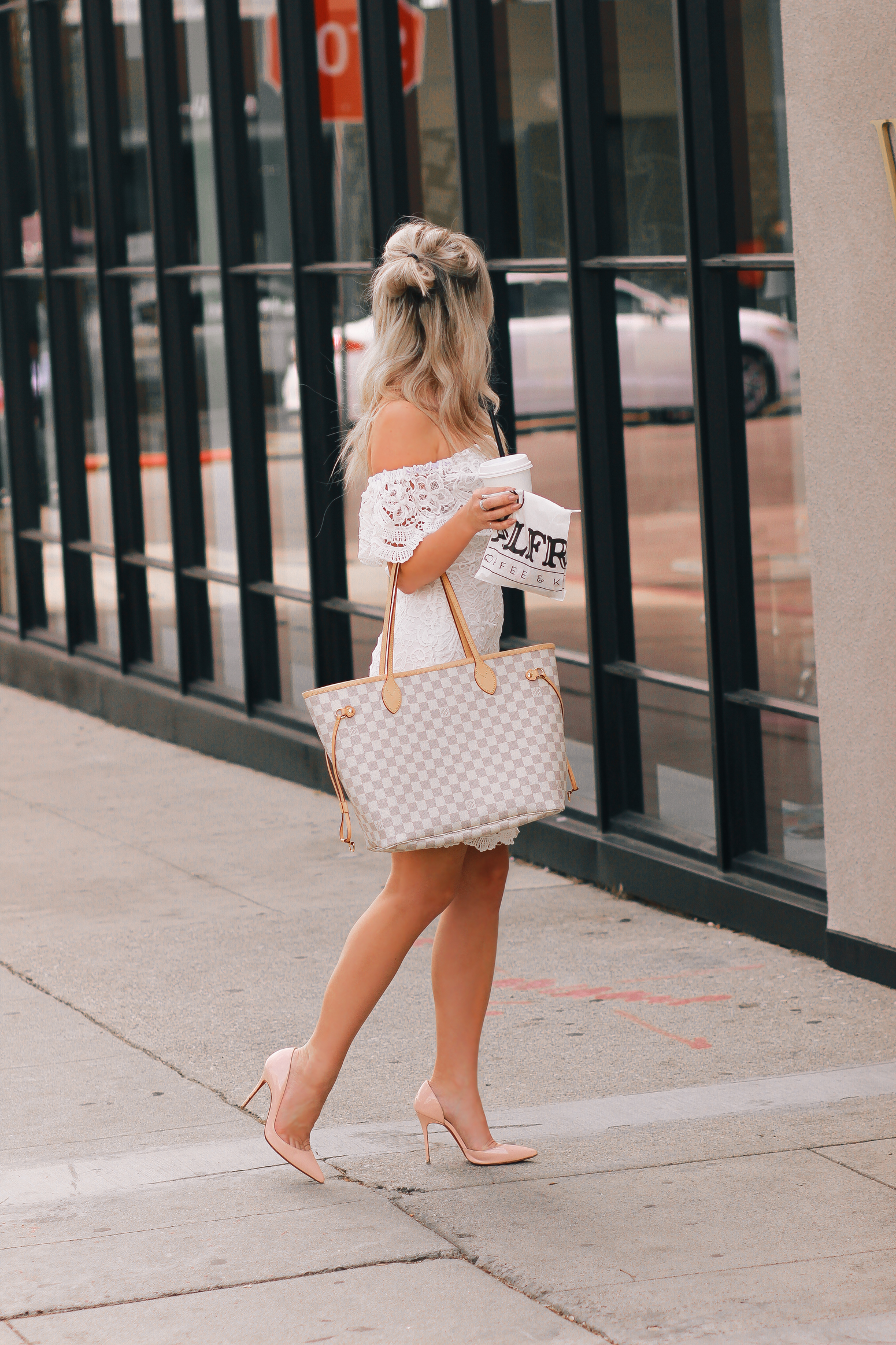 Blondie in the City | White Lace & Louis Vuitton