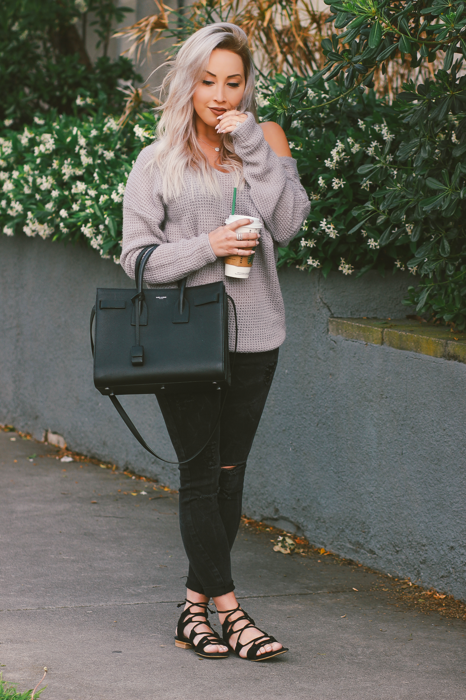 Blondie in the City | Slouchy Sweater | Black YSL Bag | Saint Laurent