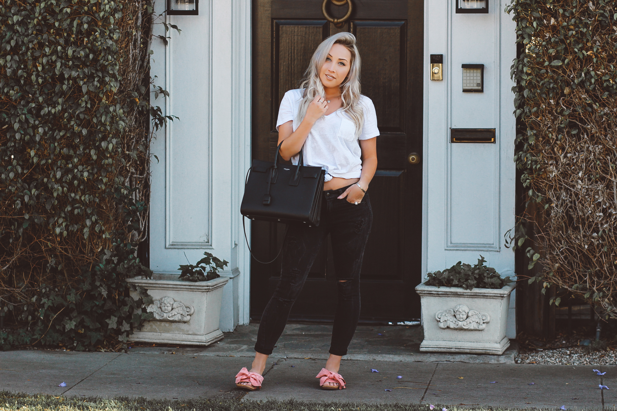 Blondie in the City | YSL Bag | Saint Laurent Sac De Jour Bag | Pink Shoes 