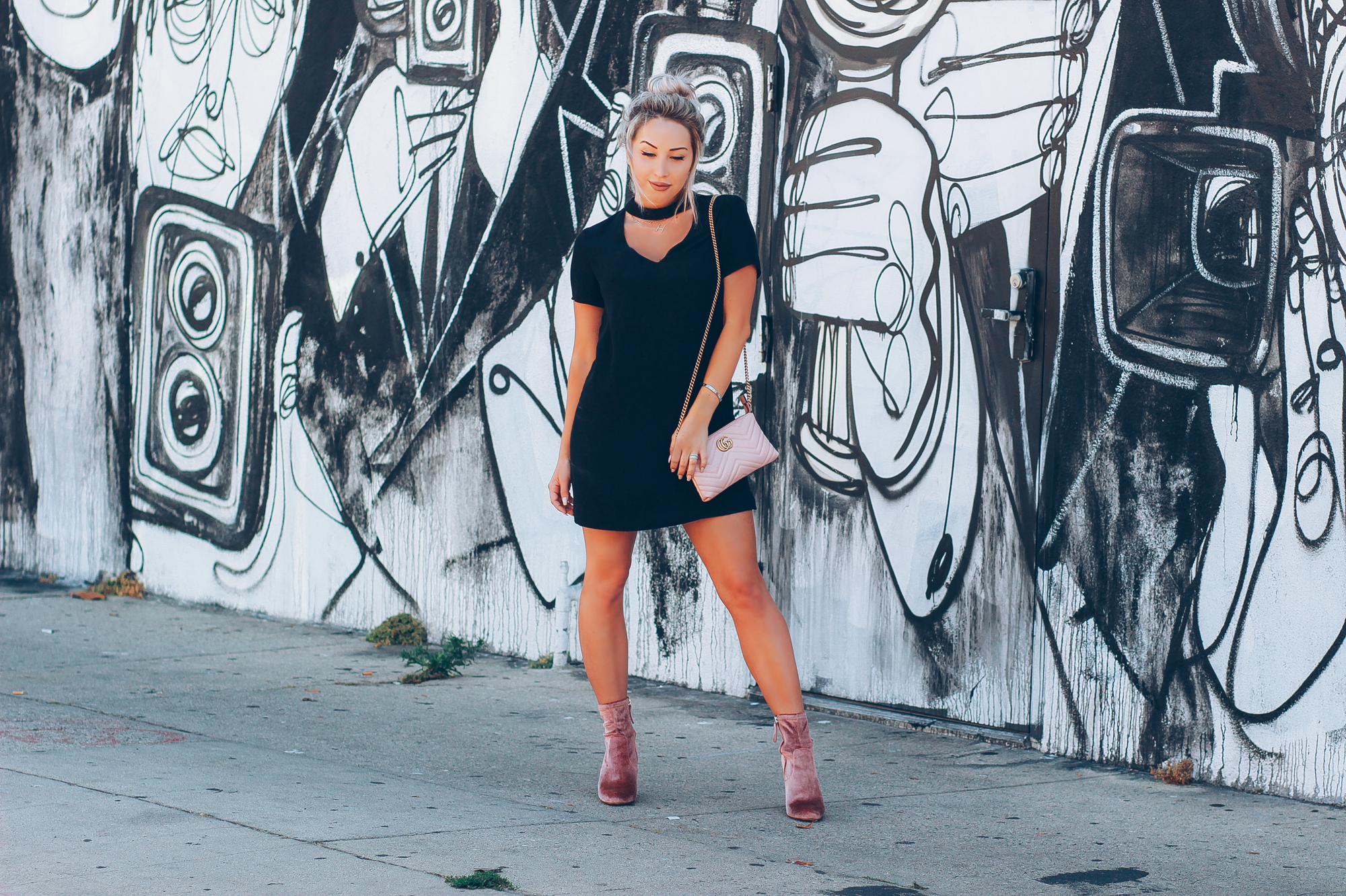 Blondie in the City | Retro Chic | Little Black Dress | Pink Gucci