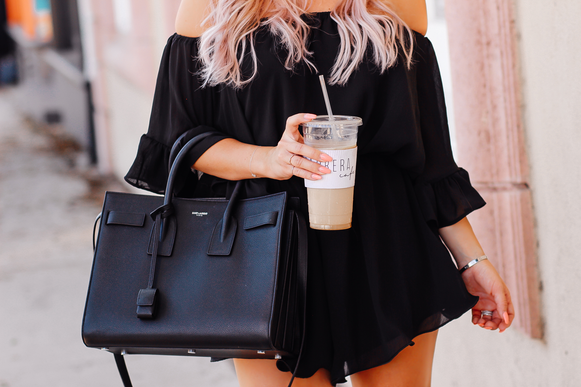 Blondie in the City | Black Airy Chiffon Romper @chicwish | Black YSL Bag | Chic Summer Style