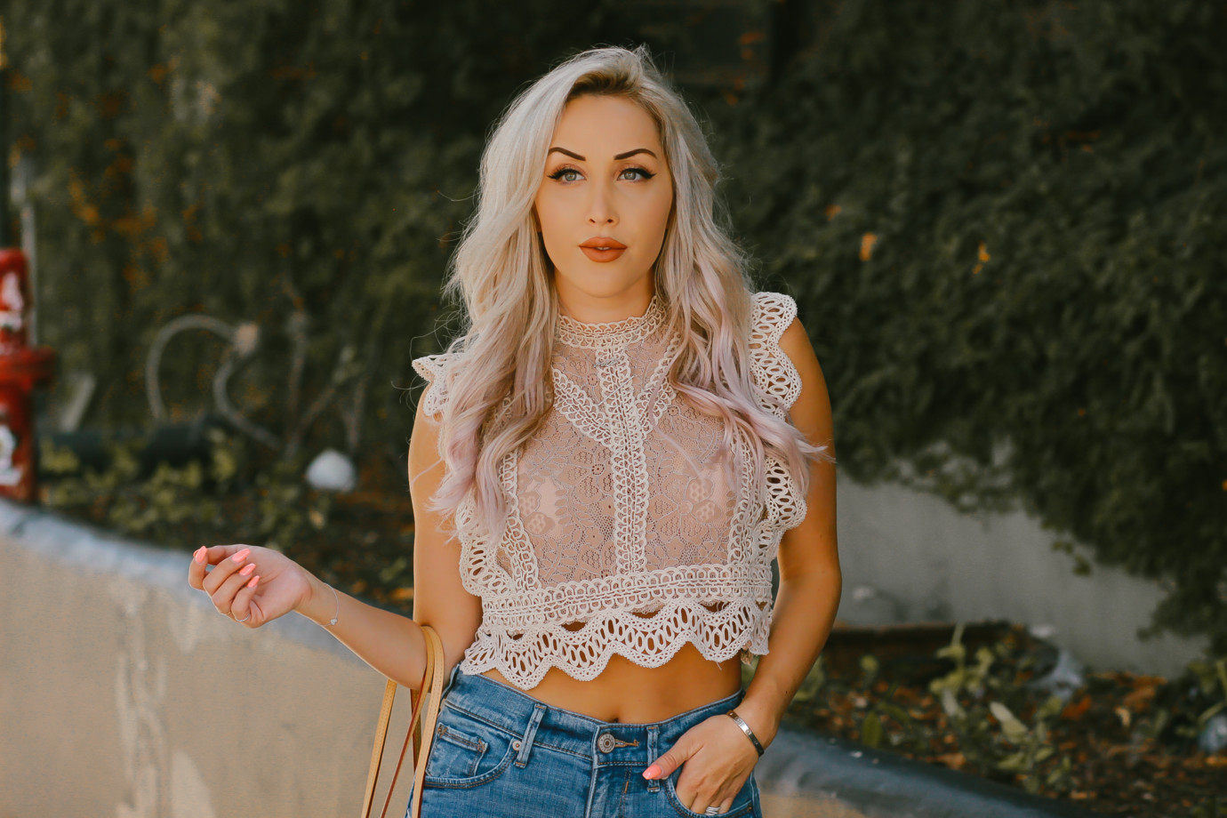 Crochet Crop & Distressed Jeans