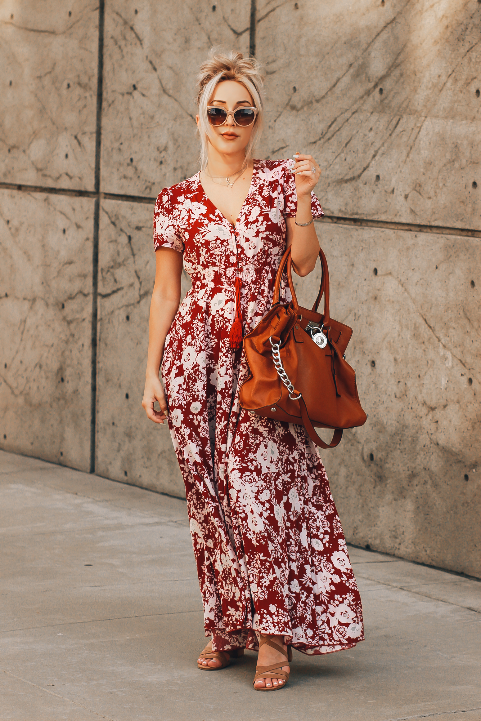 Blondie in the City | Red & White Maxi Dress