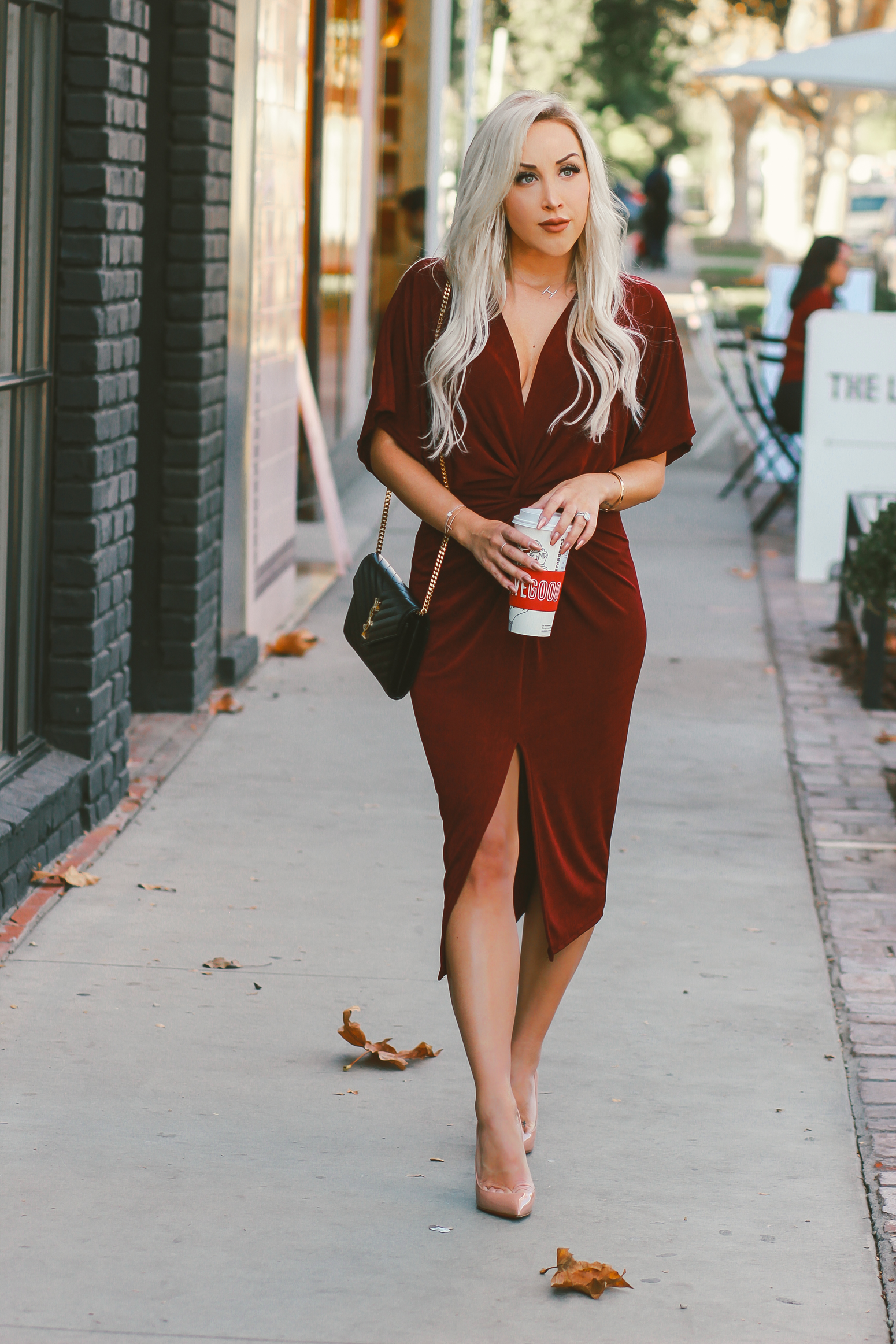 Christmas Outfit Inspo | Burgundy Dress | Blondie in the City