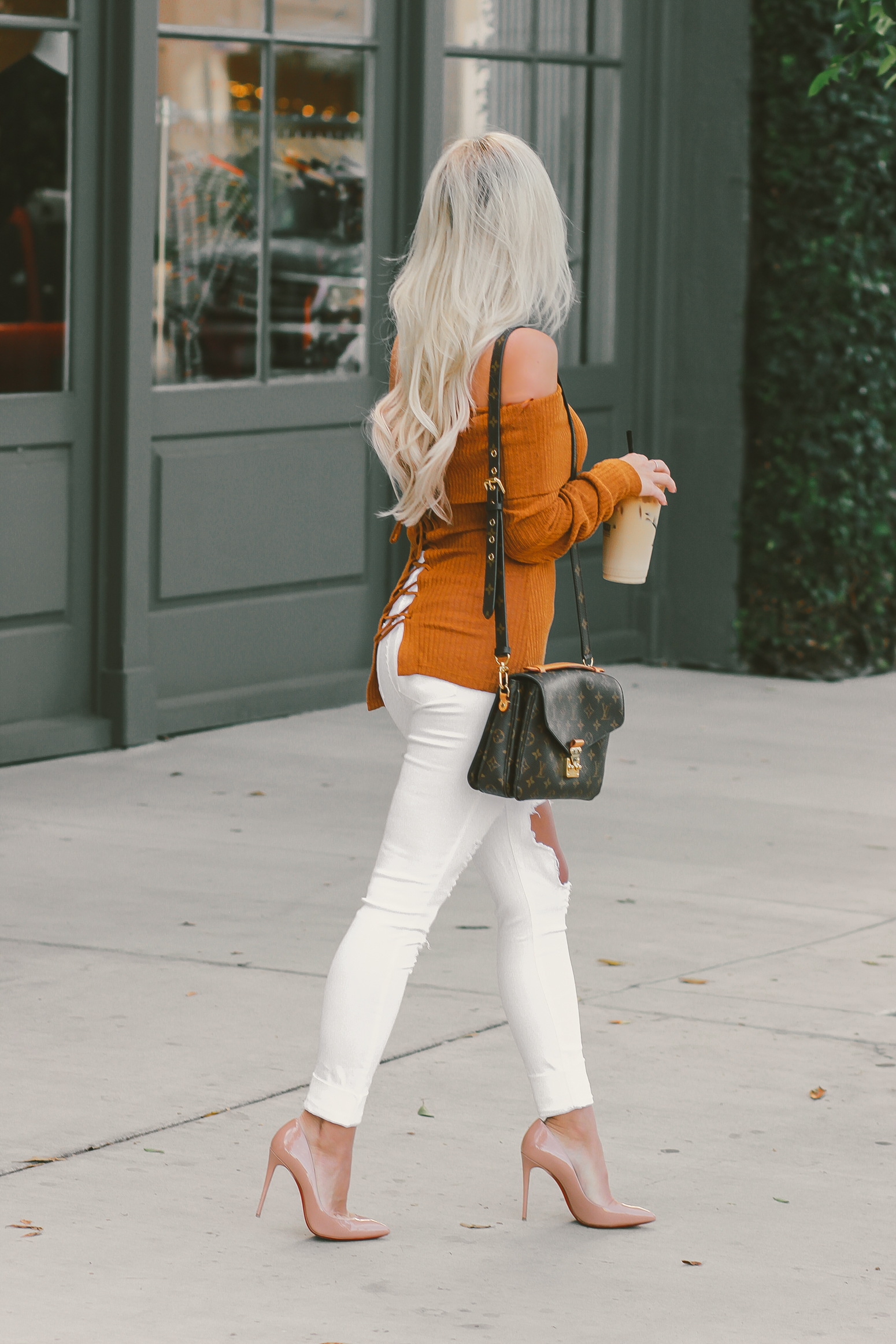 November Vibes | Off The Shoulder Sweater & White Distressed Denim @fashionnova | Blondie in the City