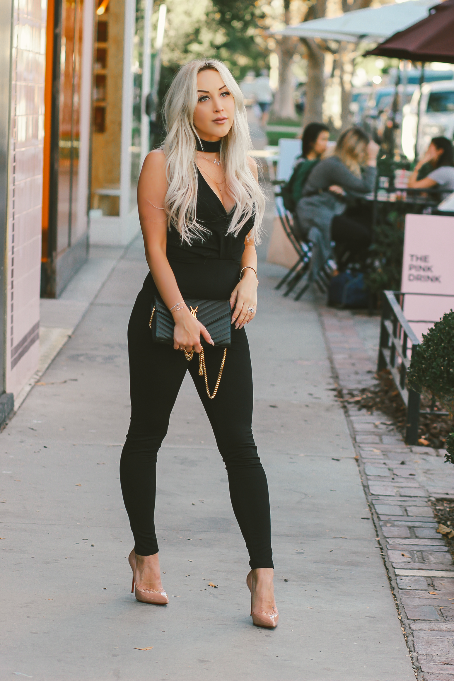 Blondie in the City | Sexy & Sleek Black Jumpsuit | YSL Bag | Louboutin's