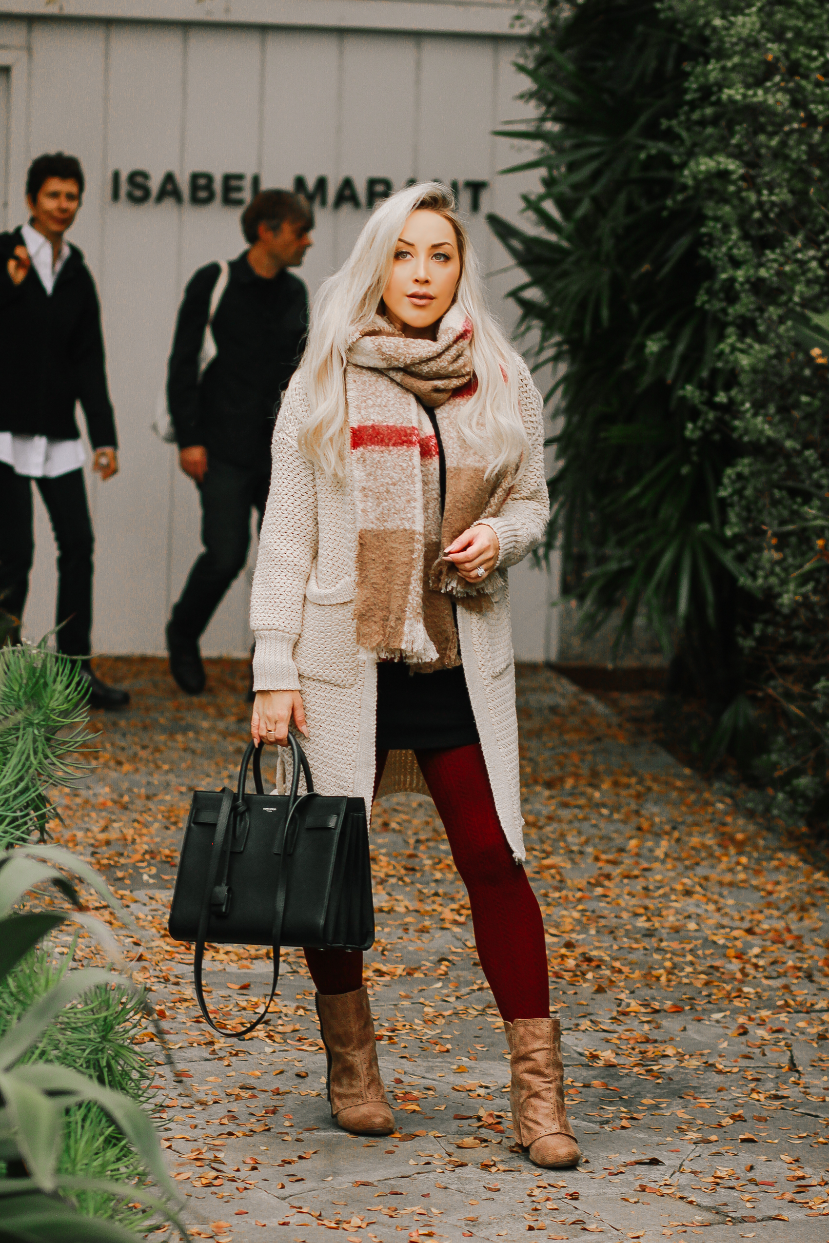 Plaid Scarf, Black YSL Bag, Winter Fashion | Blondie in the City