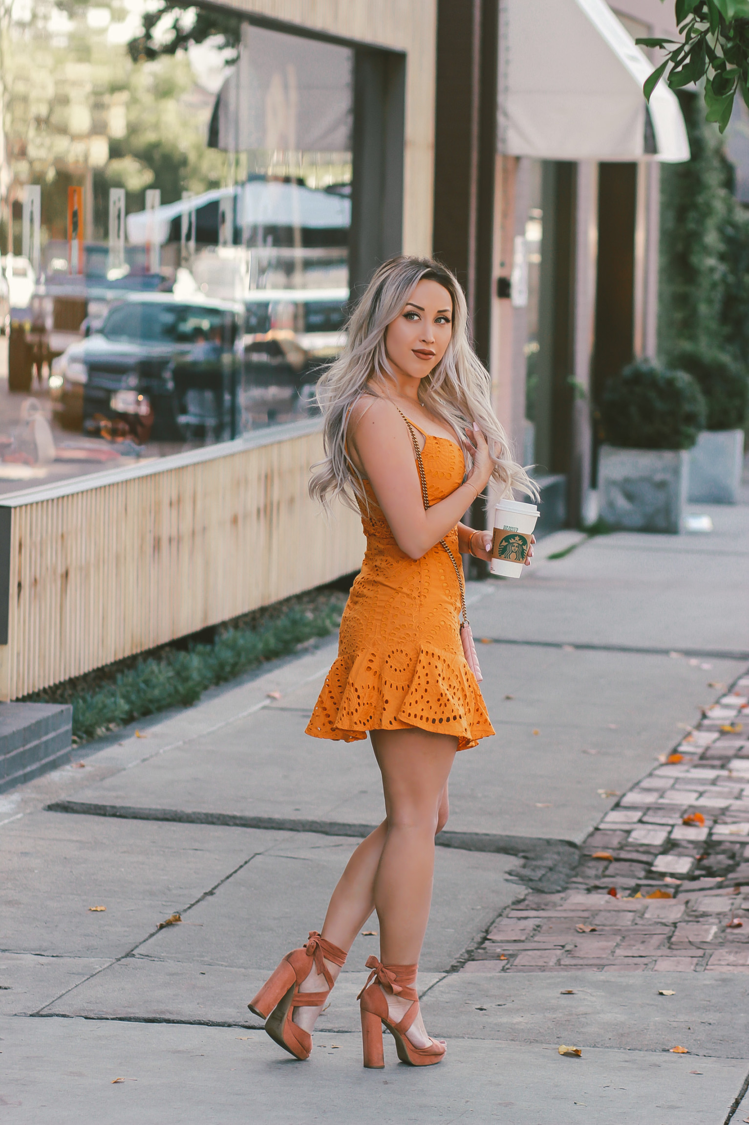 Orange Spring Dress | Spring Fashion | Blondie in the City by Hayley Larue