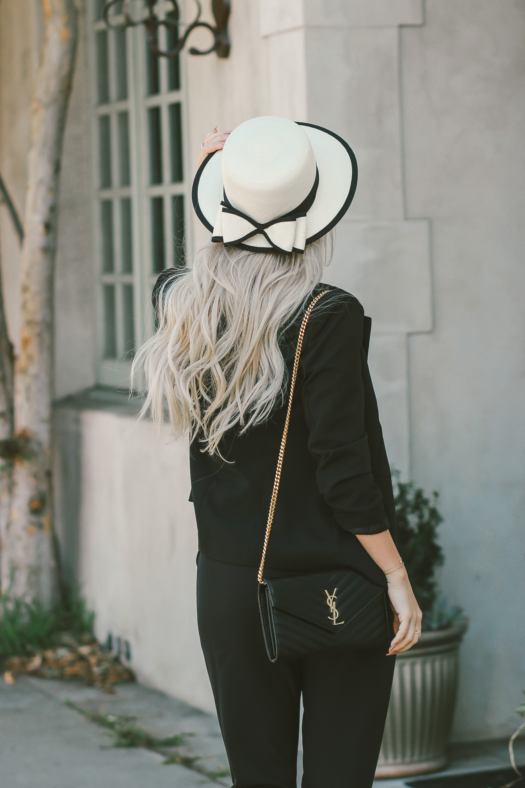 Panama Hat @galponco | All Black with Nude Louboutin's | Black YSL Bag | Blondie in the City by Hayley Larue