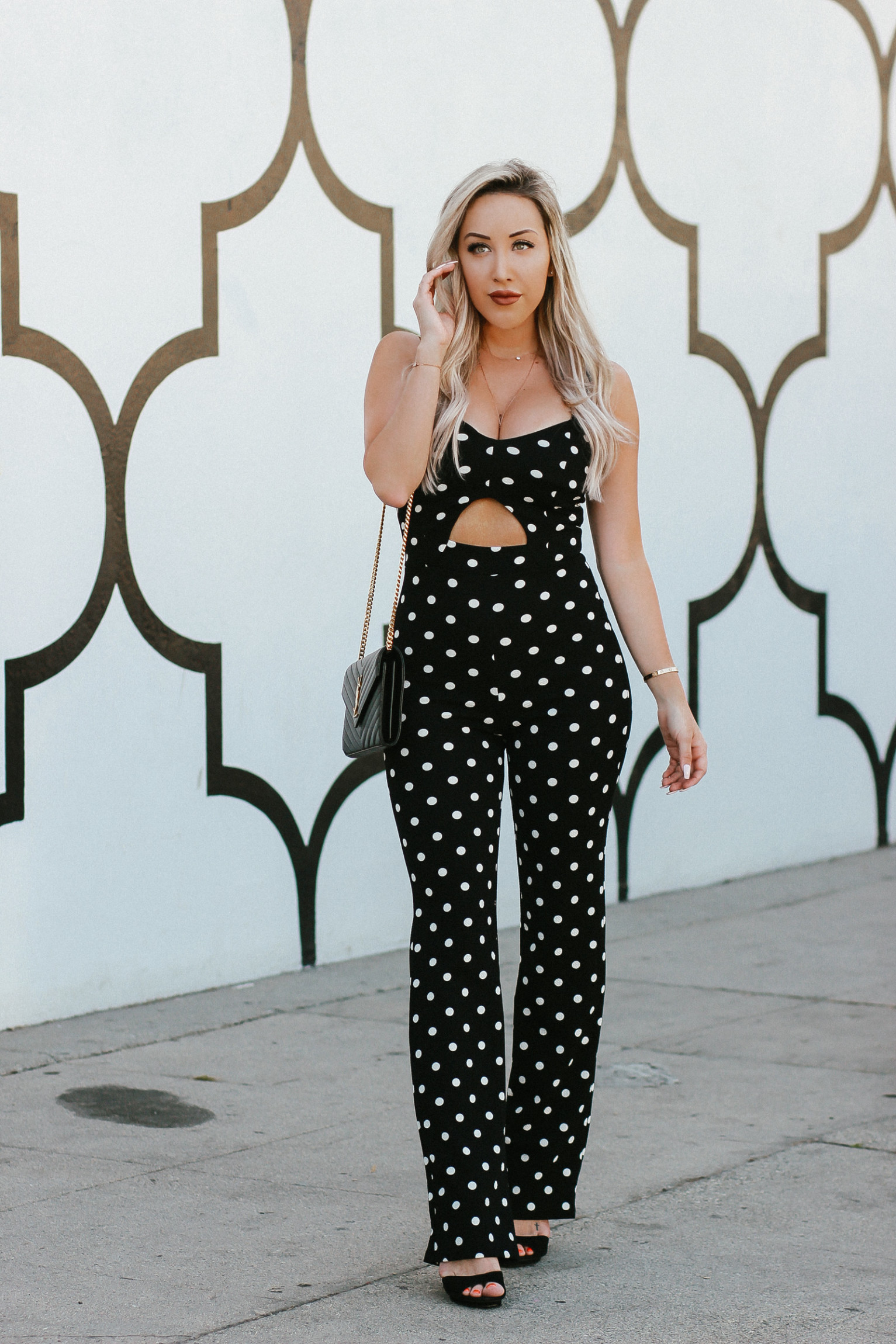 Polka Dot Jumpsuit | Black YSL |  Blondie in the City by Hayley Larue