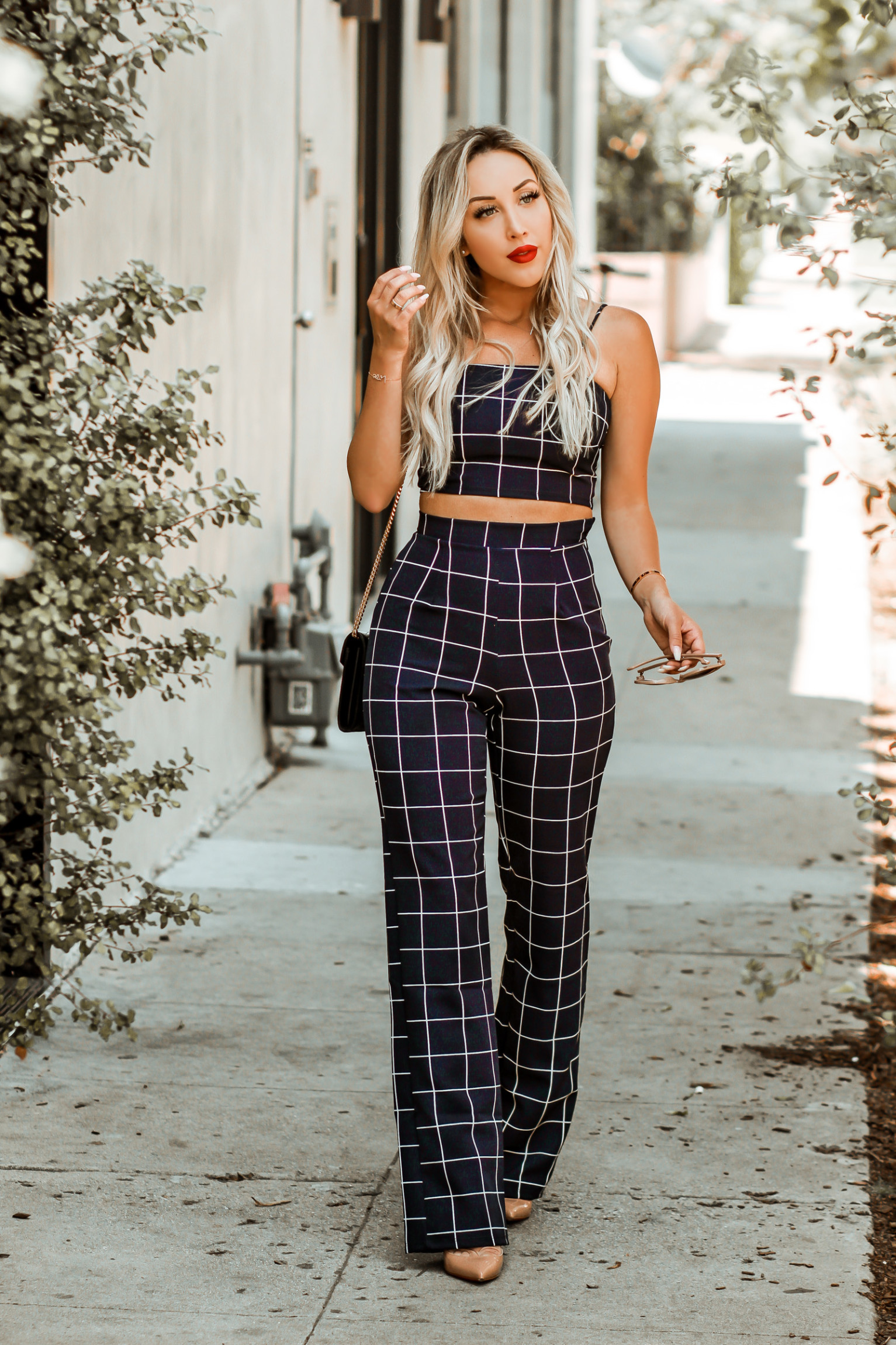 Navy Blue Two Piece Pant Set | Fashion Nova | Nude Louboutins | YSL Bag | Fashion Blogger Inspo | Blondie in the City by Hayley Larue